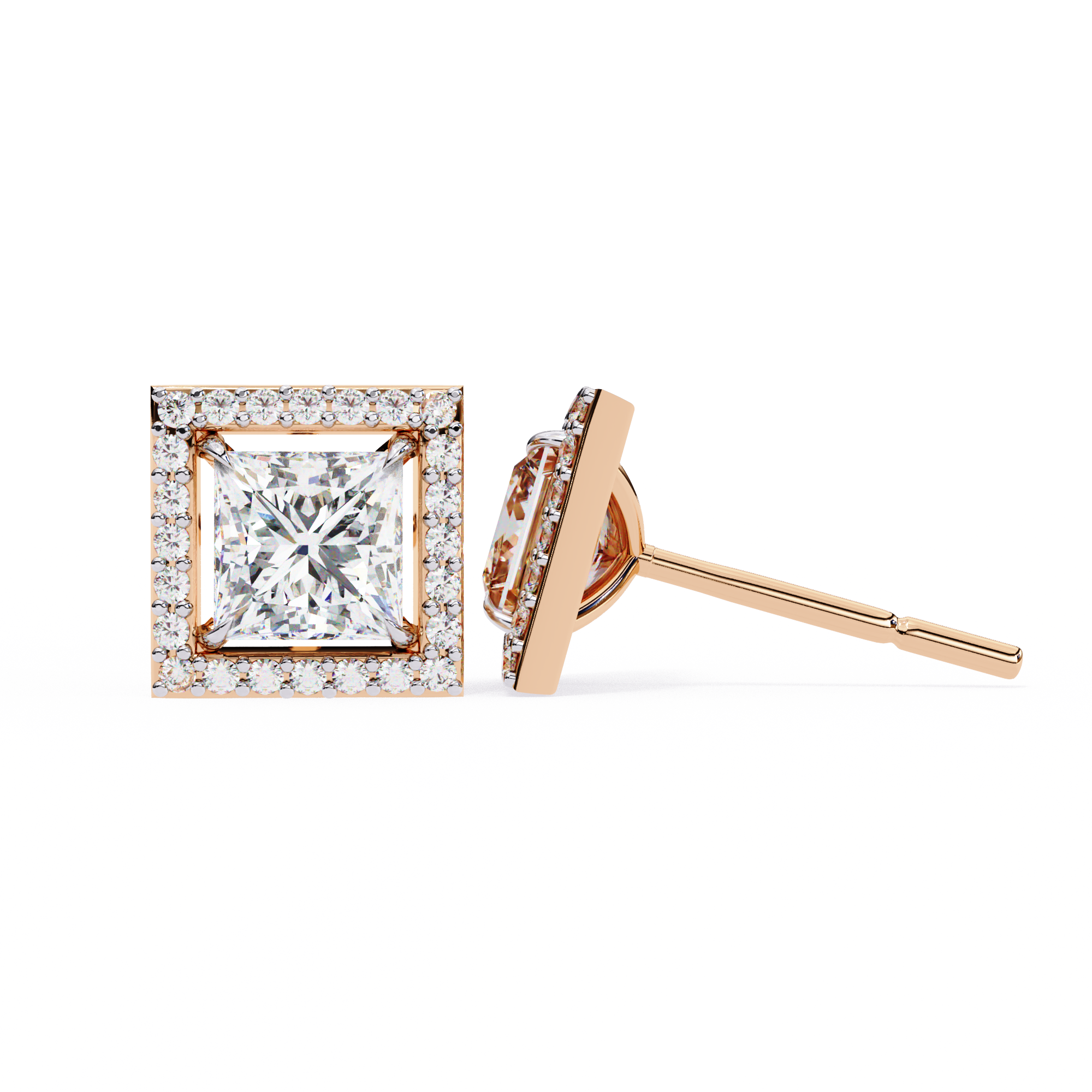 Princess Cut Halo Lab Grown Diamond Pendant