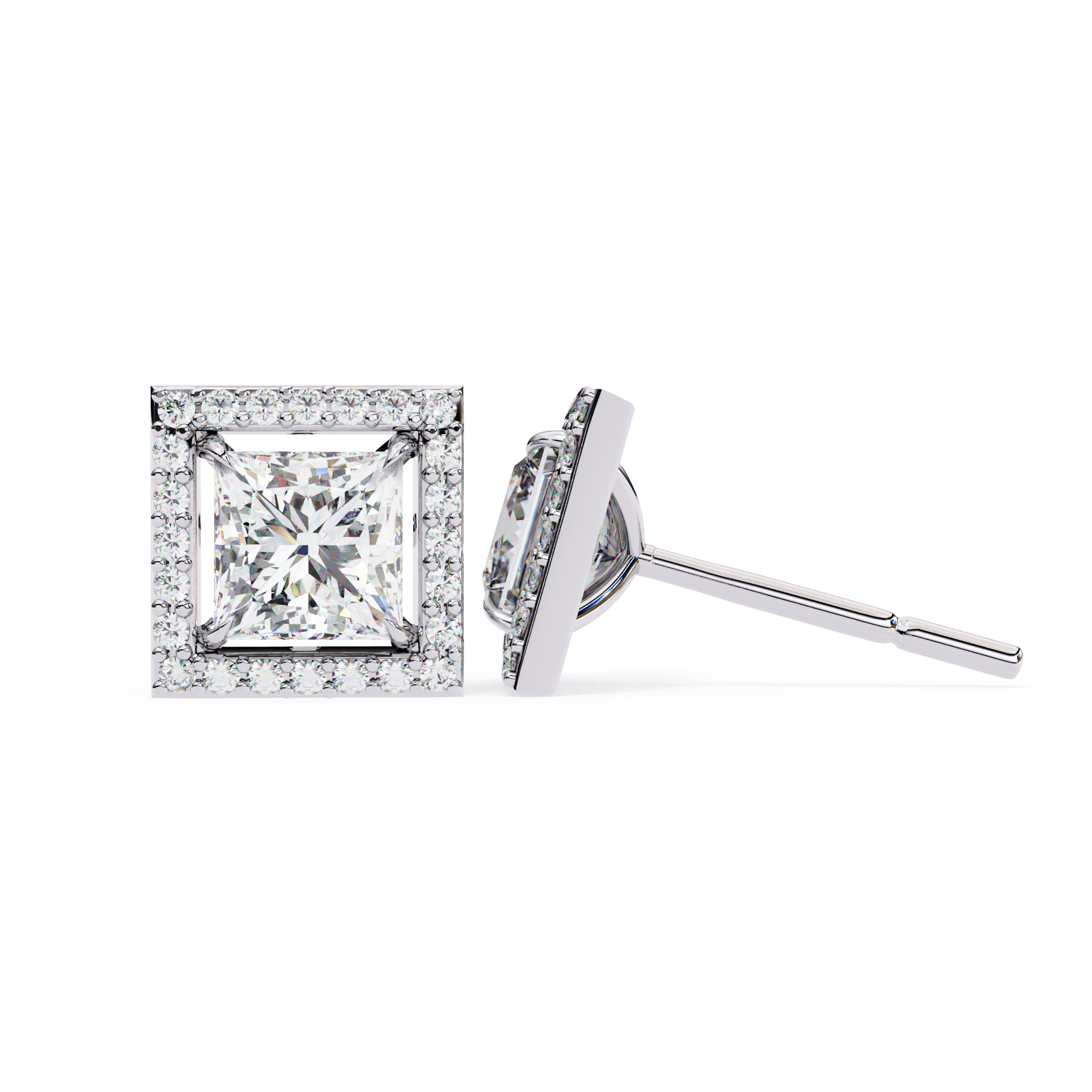 Princess Cut Halo Lab Grown Diamond Pendant