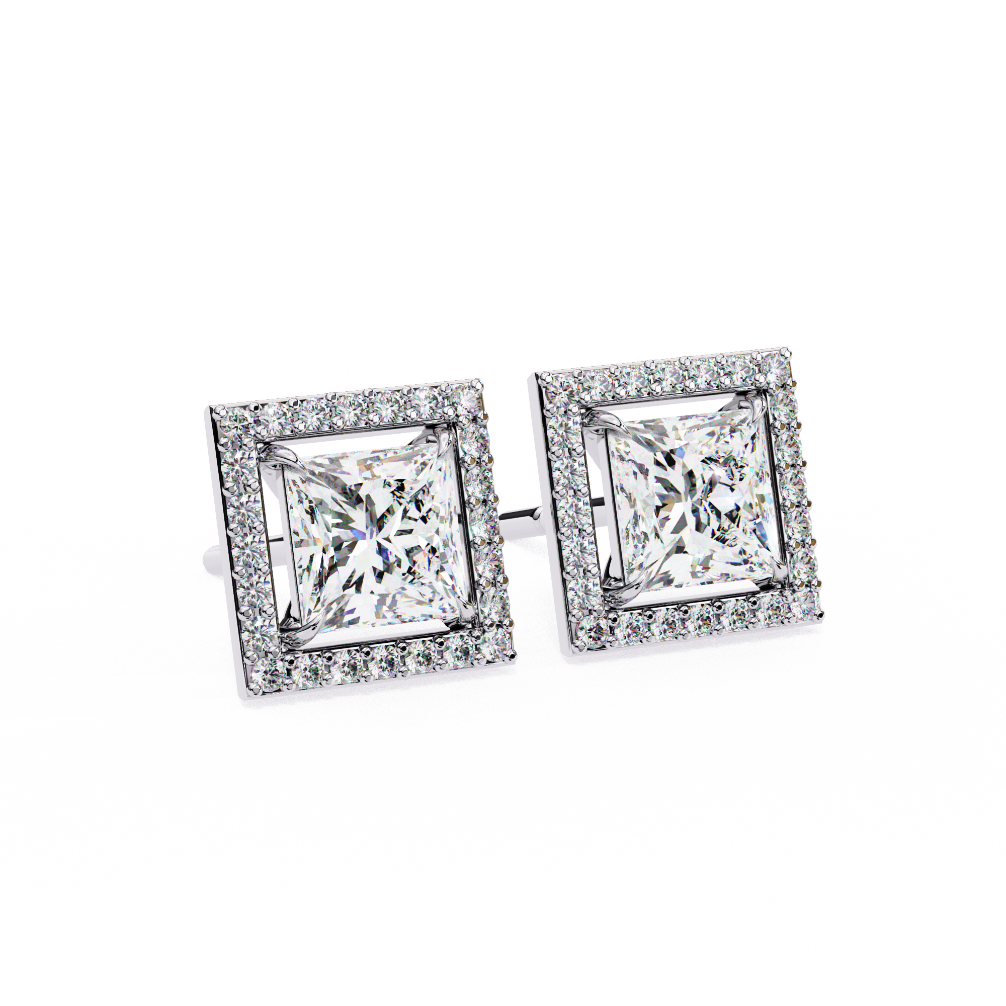 Princess Cut Halo Lab Grown Diamond Pendant
