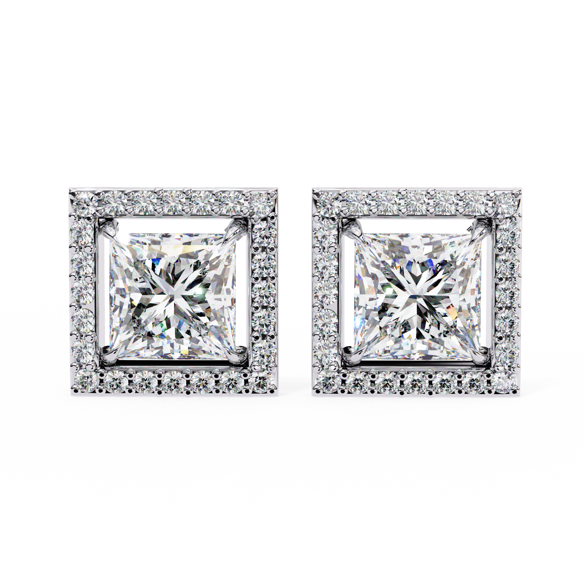 Princess Cut Halo Lab Grown Diamond Pendant