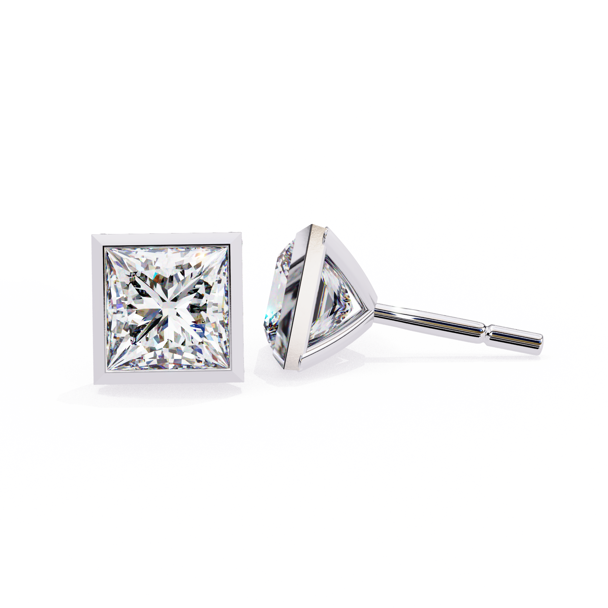 Princess Cut Lab Grown Diamond Stud Earrings