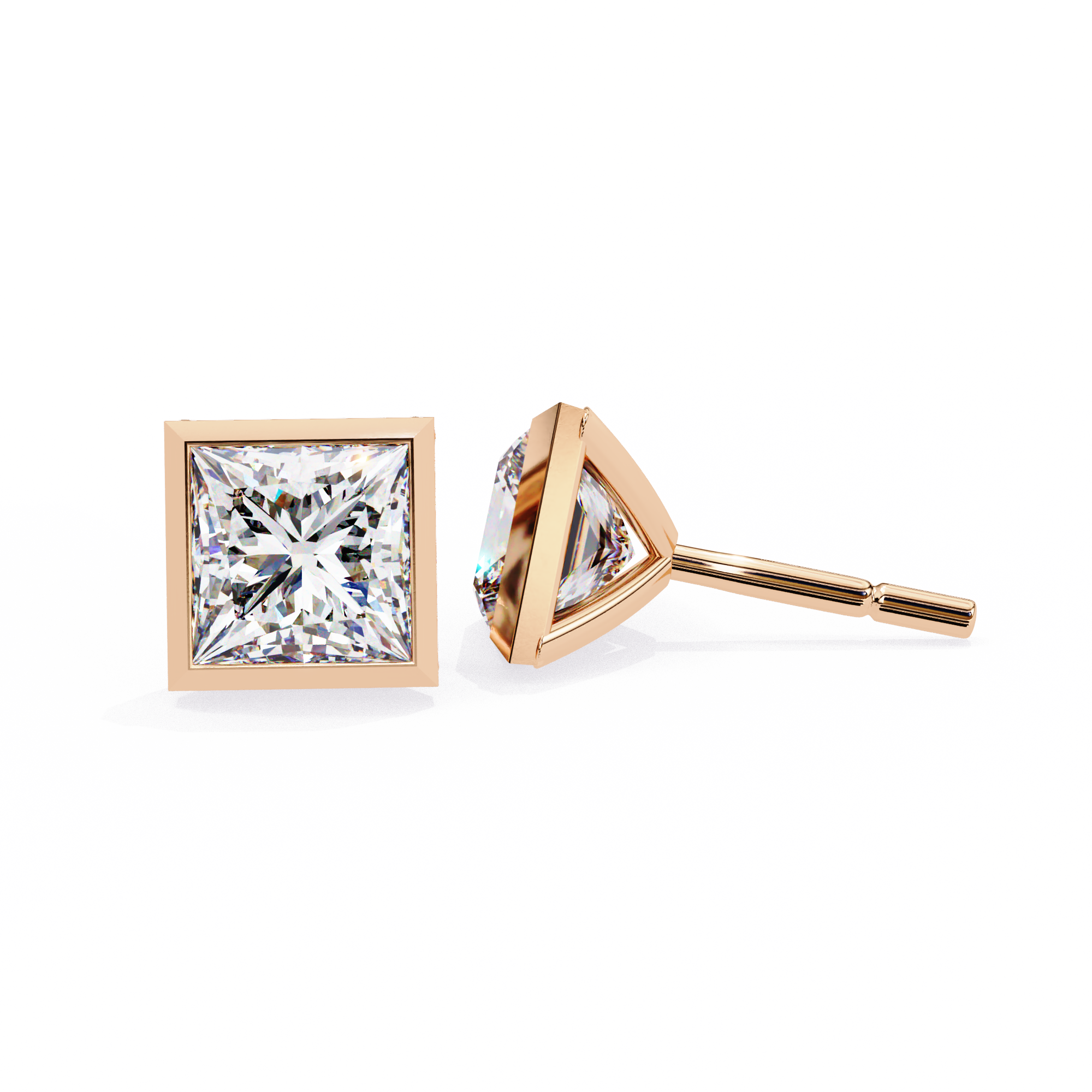 Princess Cut Lab Grown Diamond Stud Earrings