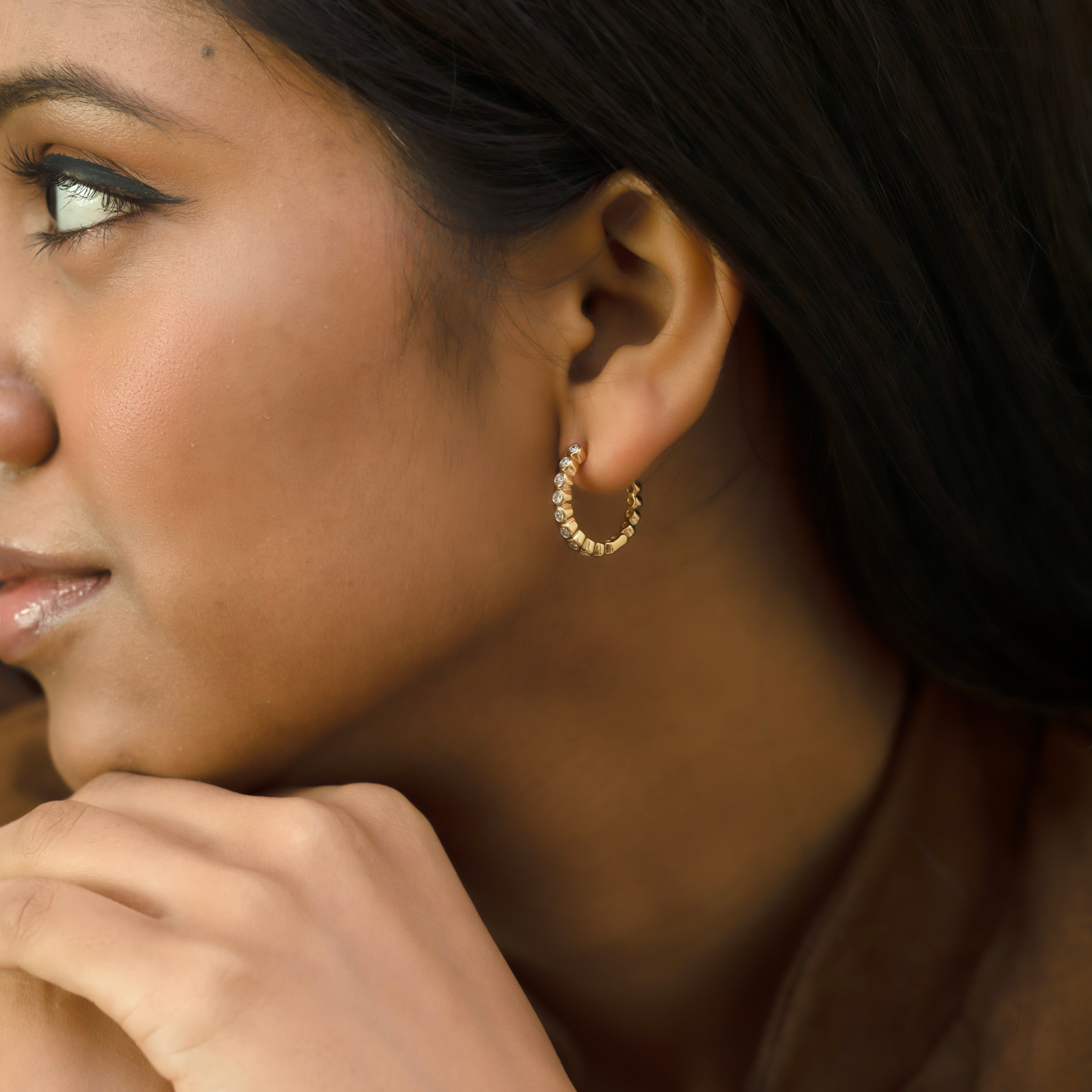 Beaded Huggies - Lab Grown Diamond Earrings