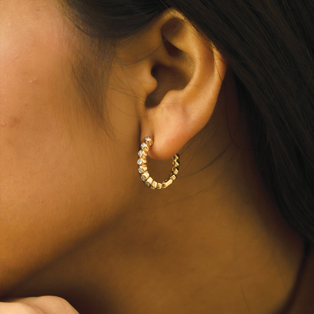 Beaded Huggies - Lab Grown Diamond Earrings