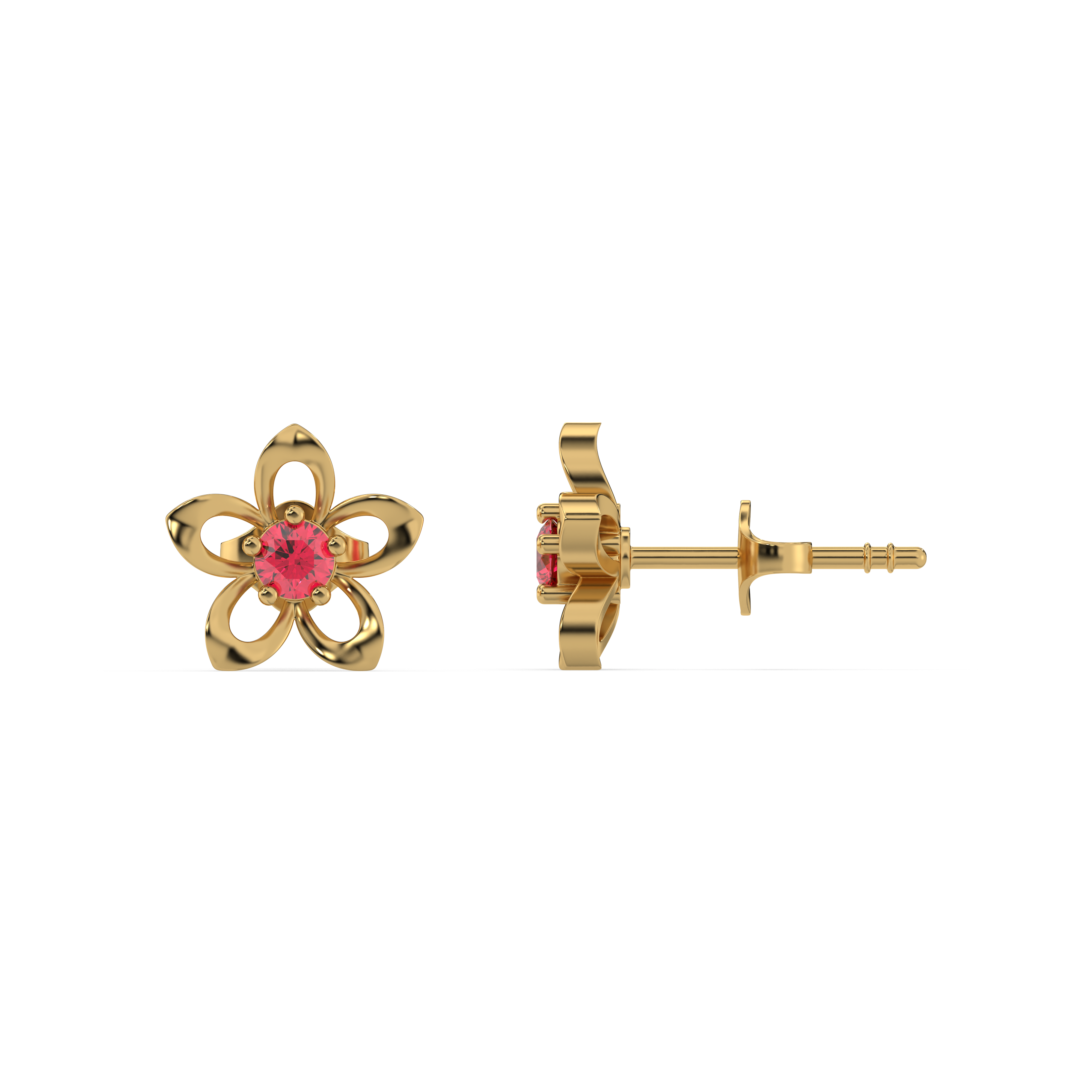 Crimson Bloom Studs - Ruby Earrings