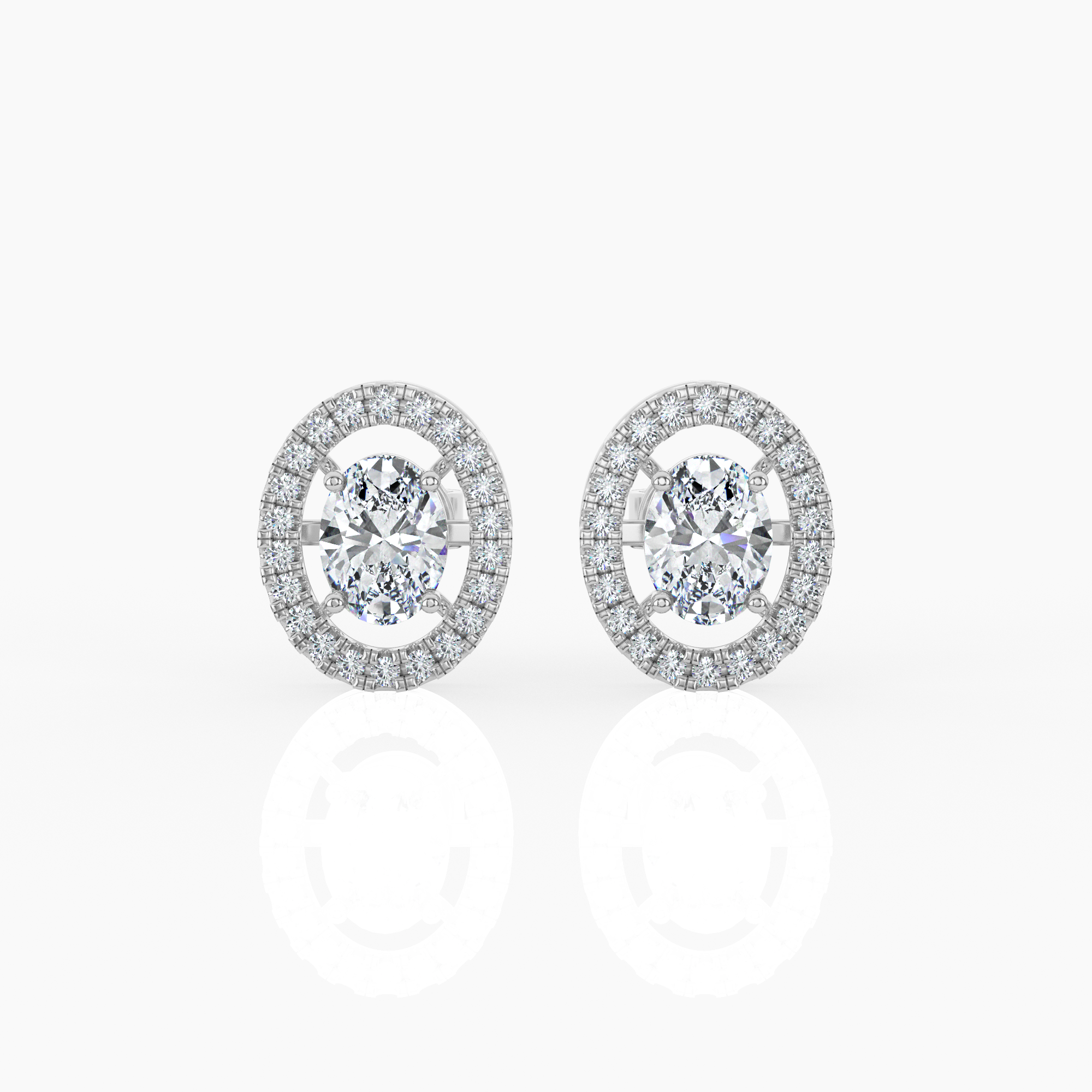 Halo Oval Cut Lab-Grown Diamond Earrings