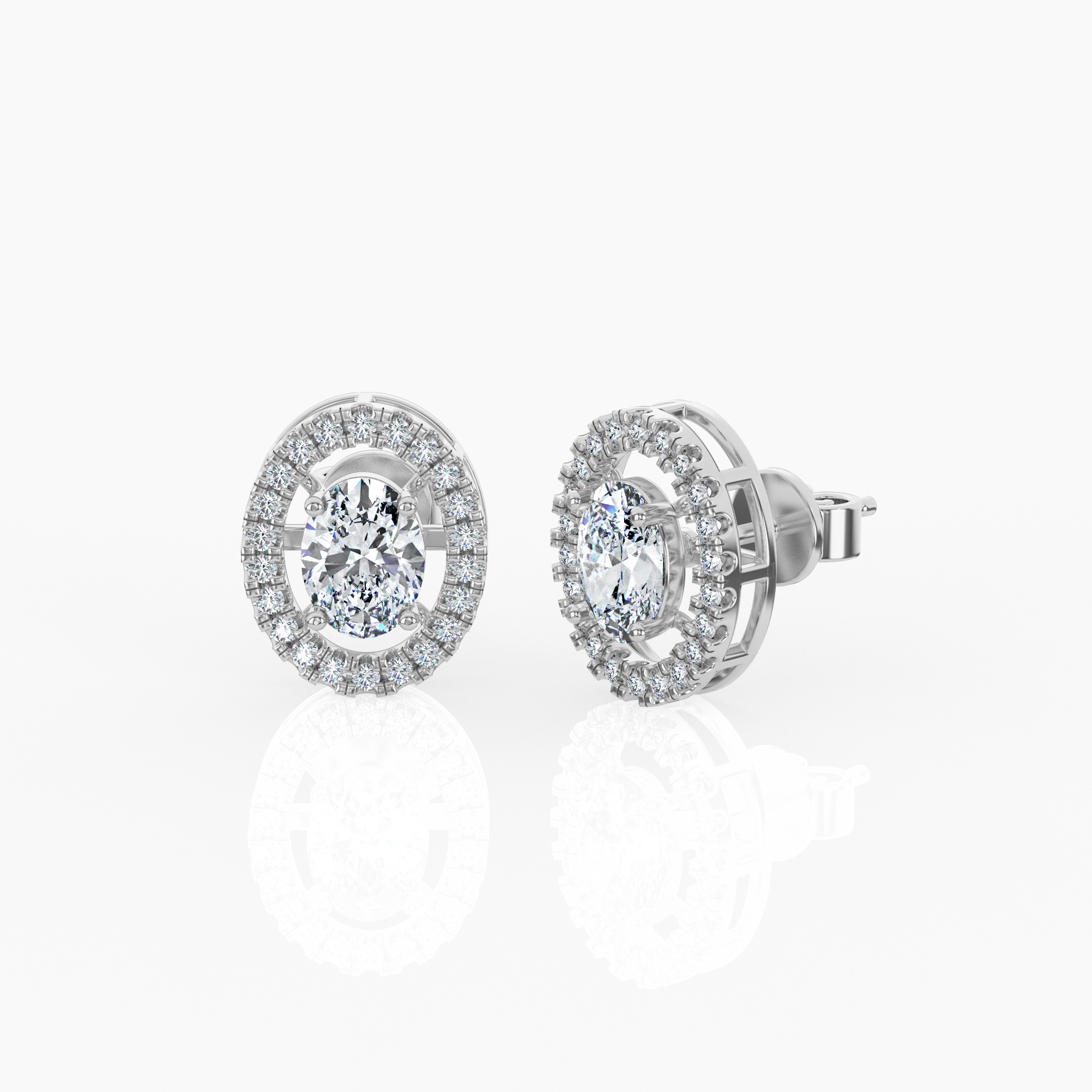 Halo Oval Cut Lab-Grown Diamond Earrings