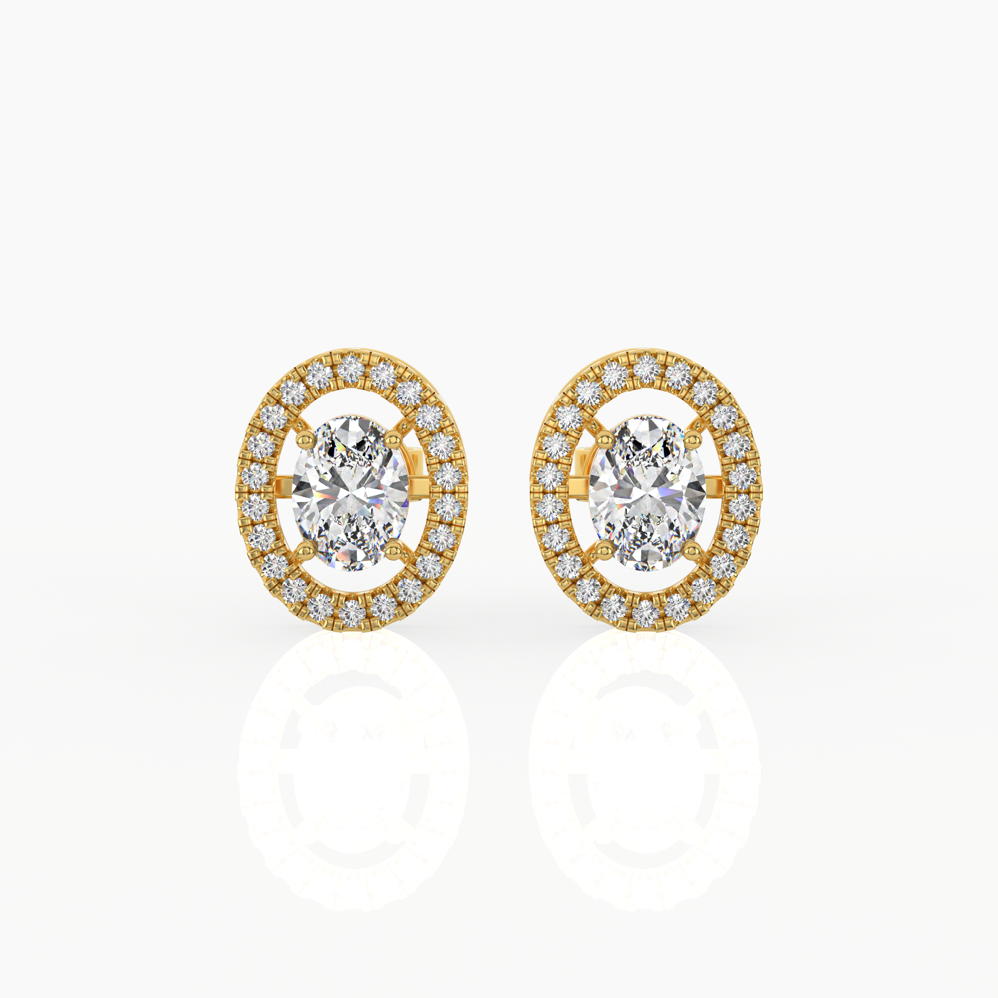 Halo Oval Cut Lab-Grown Diamond Earrings