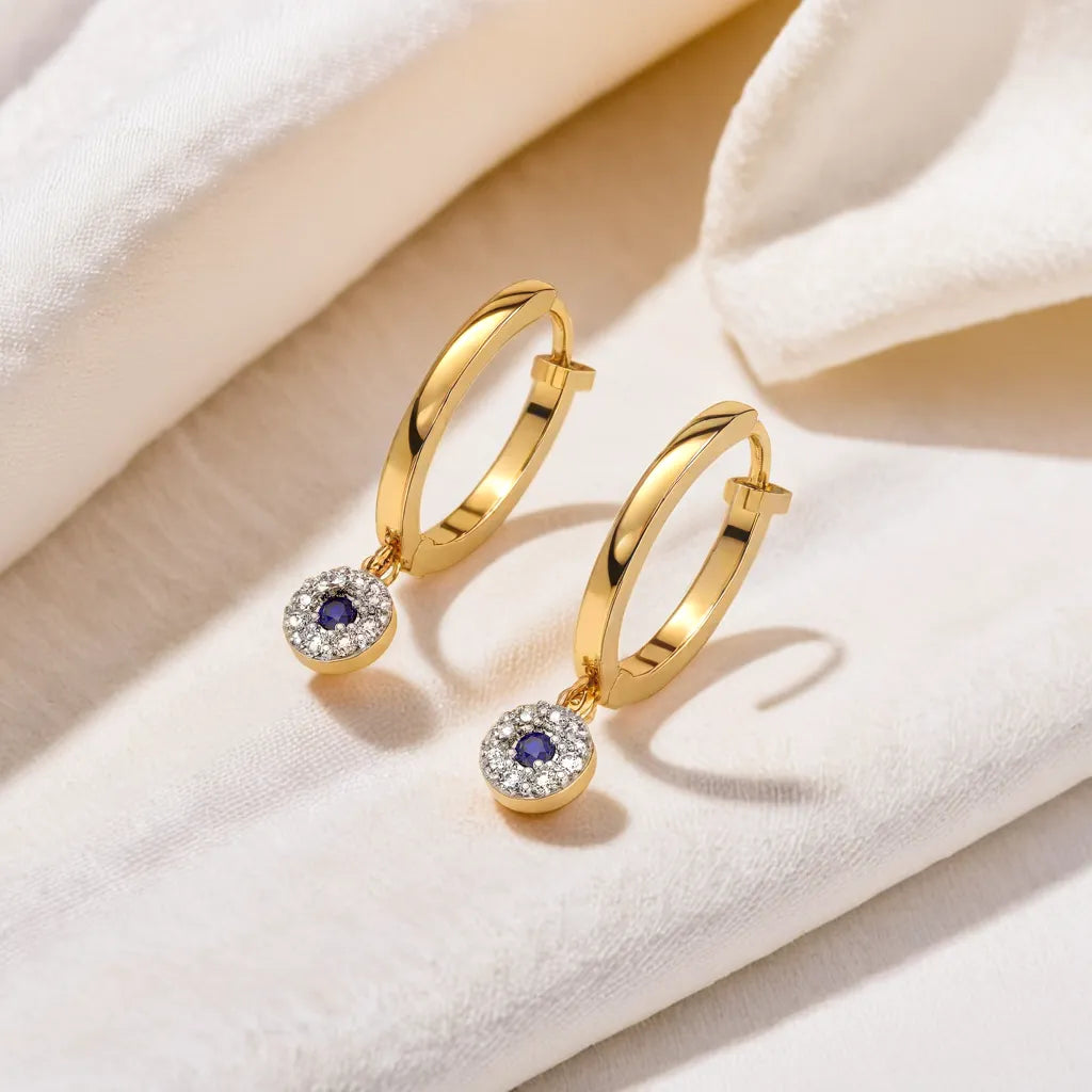 Evil Eye Huggies - Lab Grown Diamond Earrings