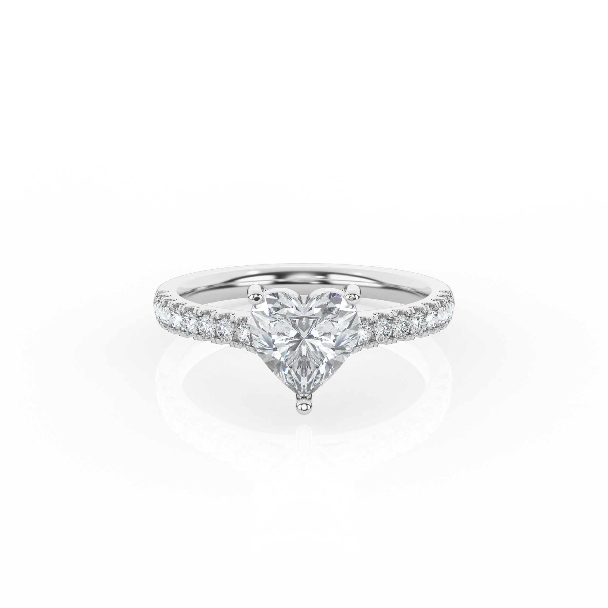 Heart Solitaire Ring with Diamond Band