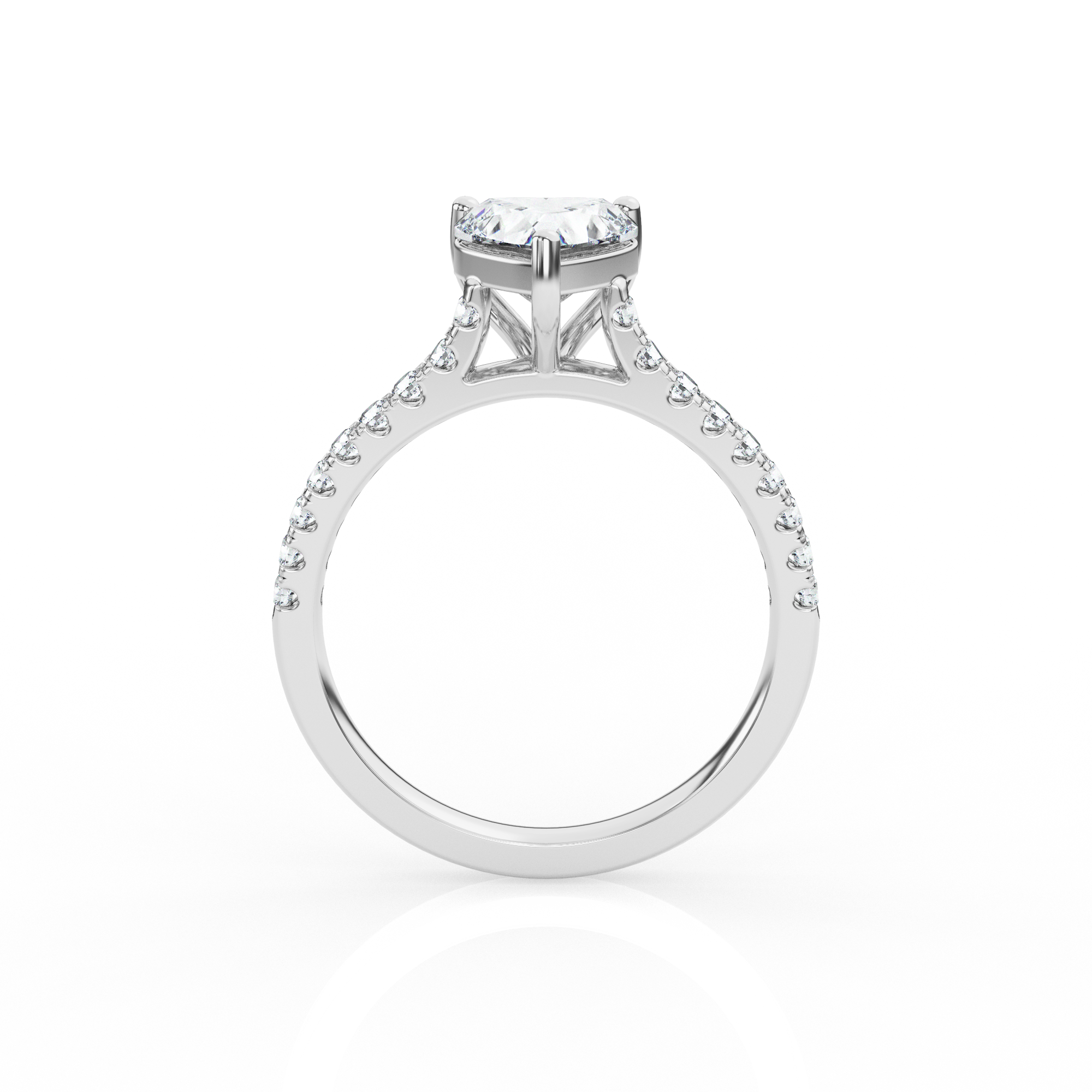 Heart Solitaire Ring with Diamond Band