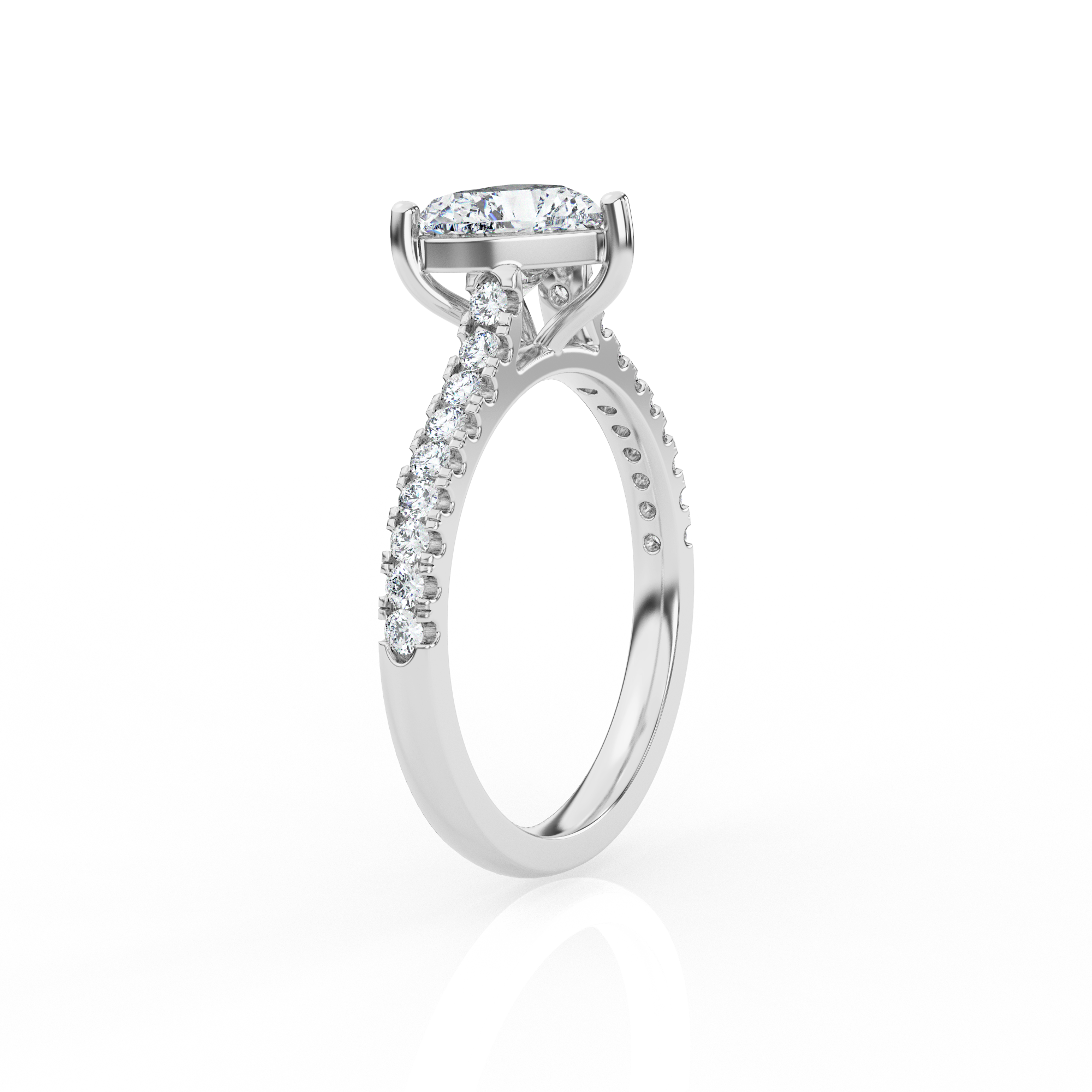Heart Solitaire Ring with Diamond Band