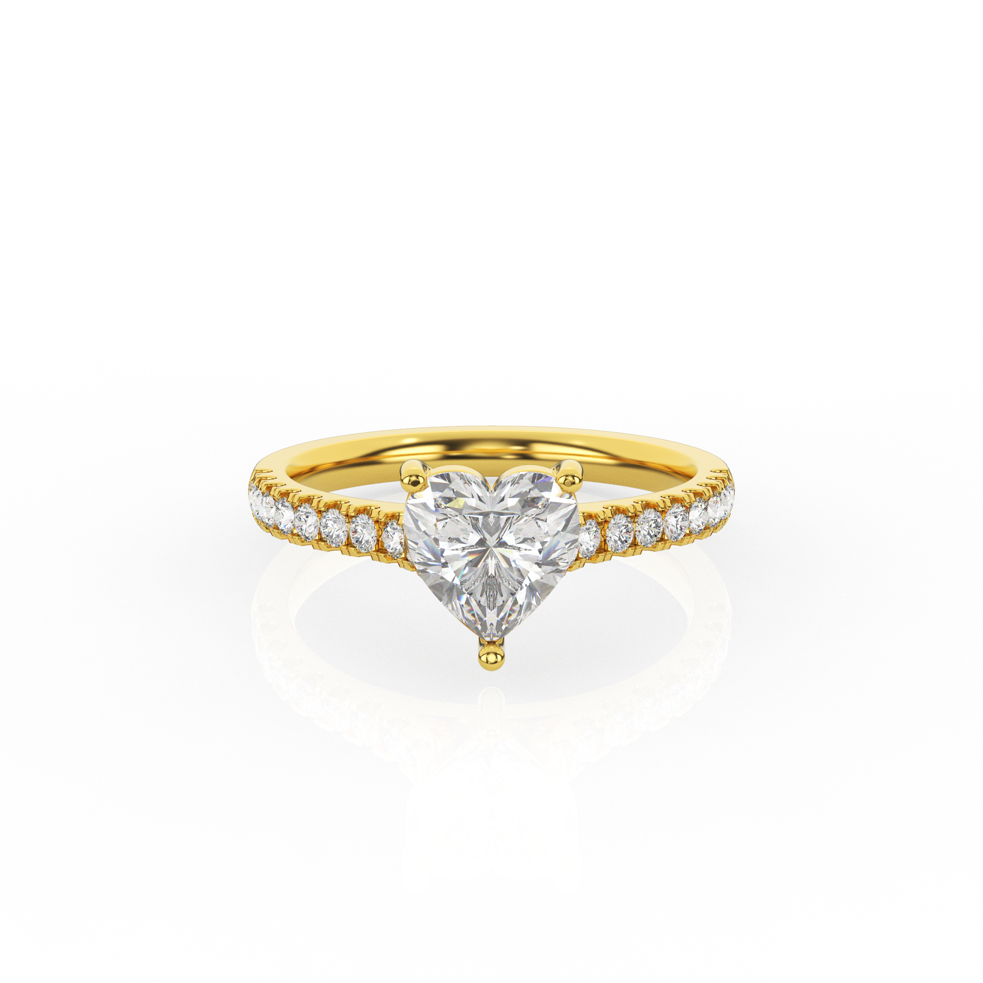 Heart Solitaire Ring with Diamond Band