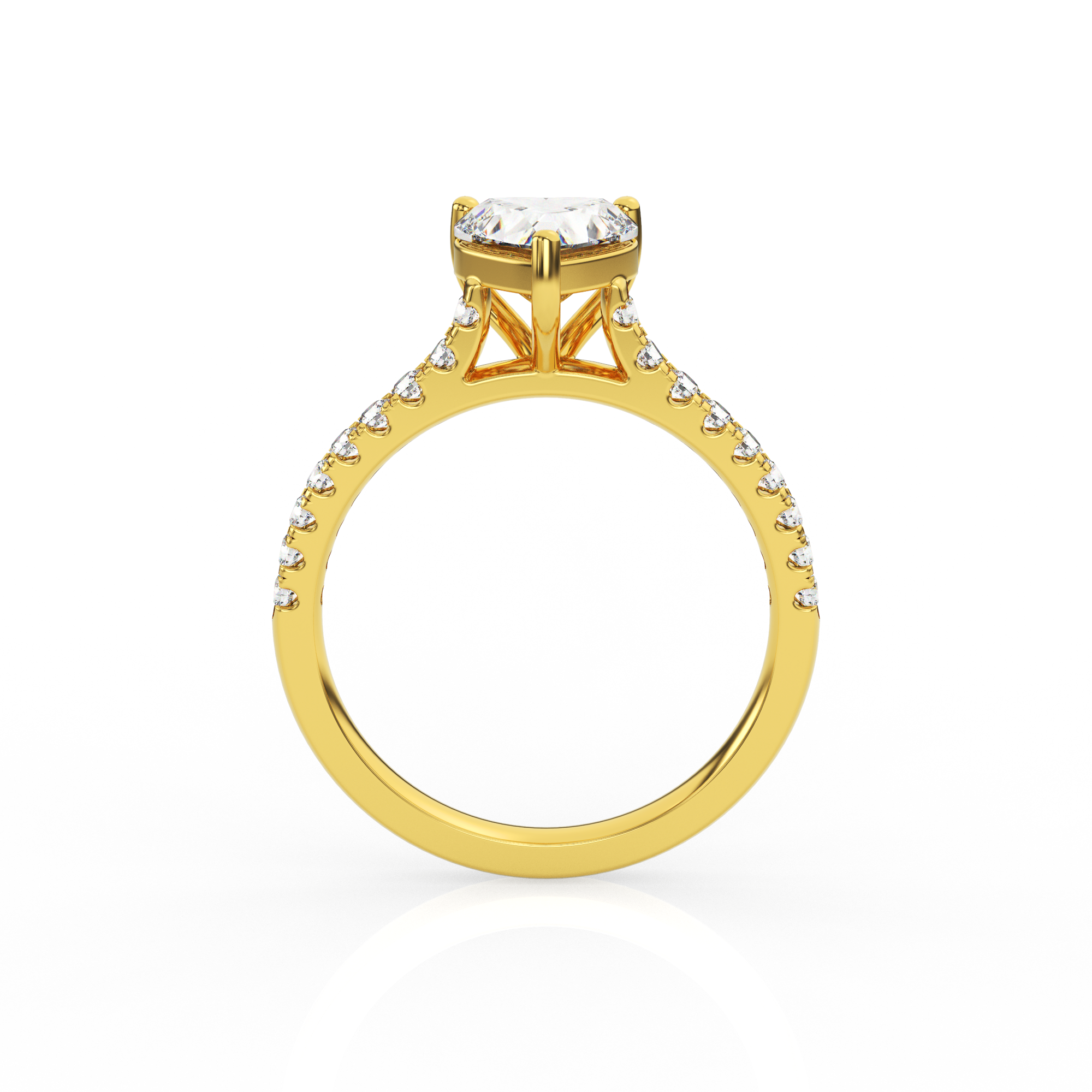 Heart Solitaire Ring with Diamond Band