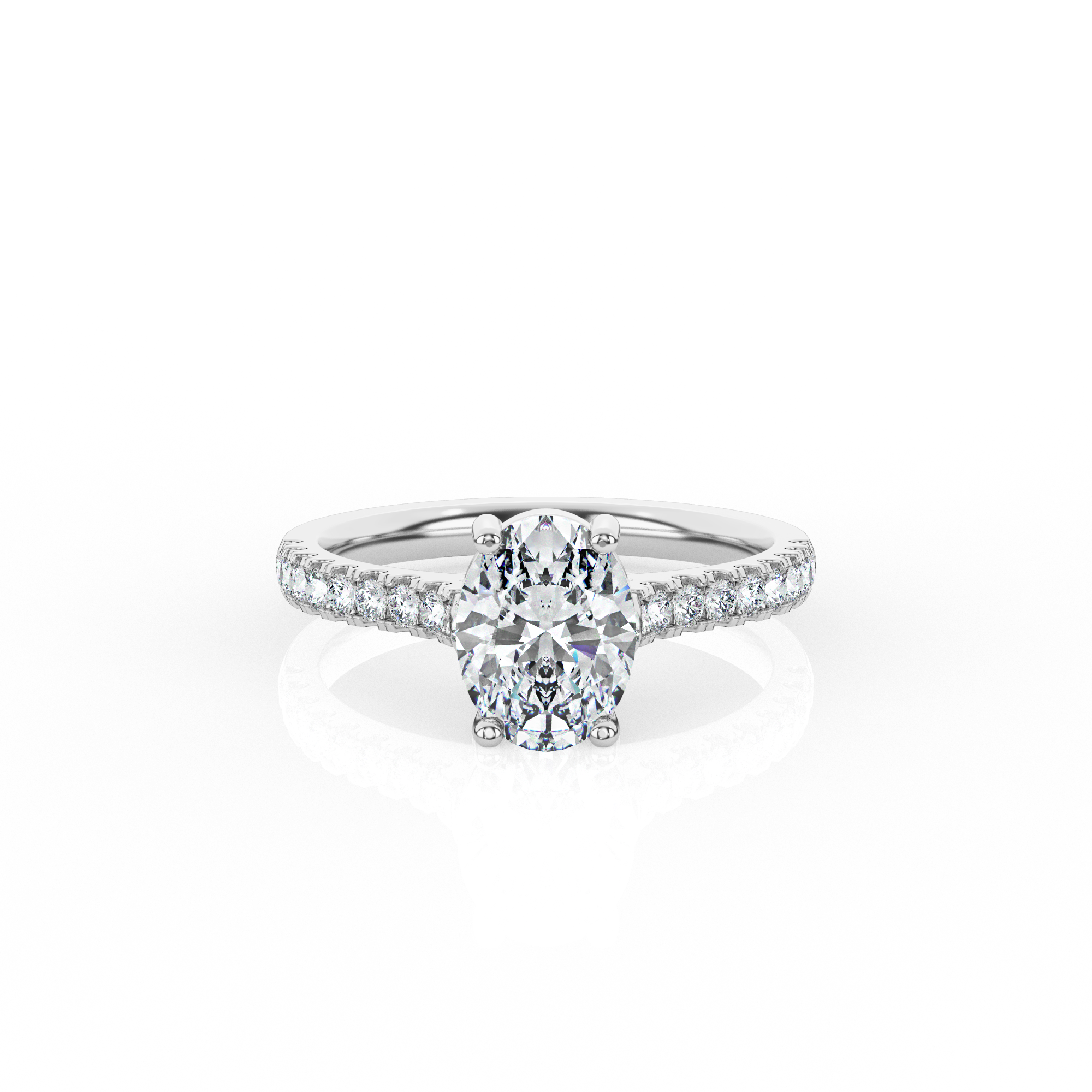 Oval Solitaire Ring with Diamond Band