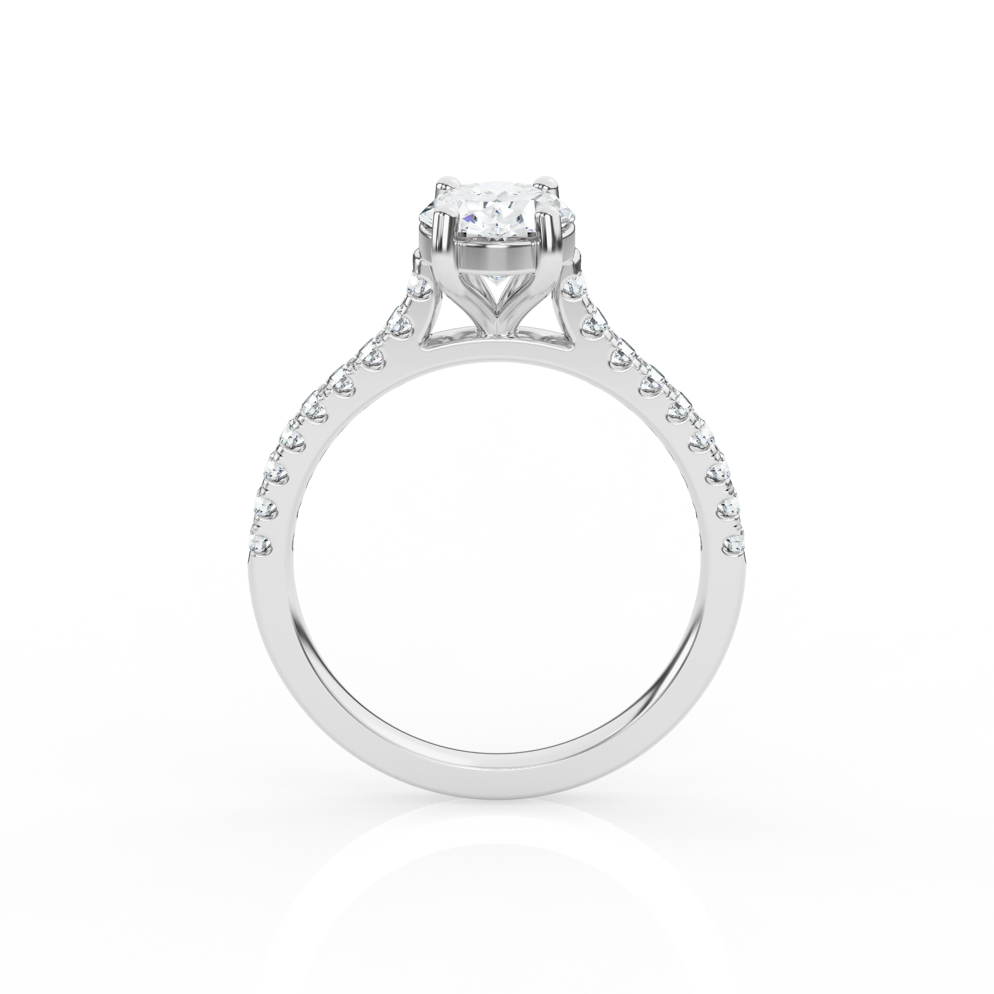 Oval Solitaire Ring with Diamond Band