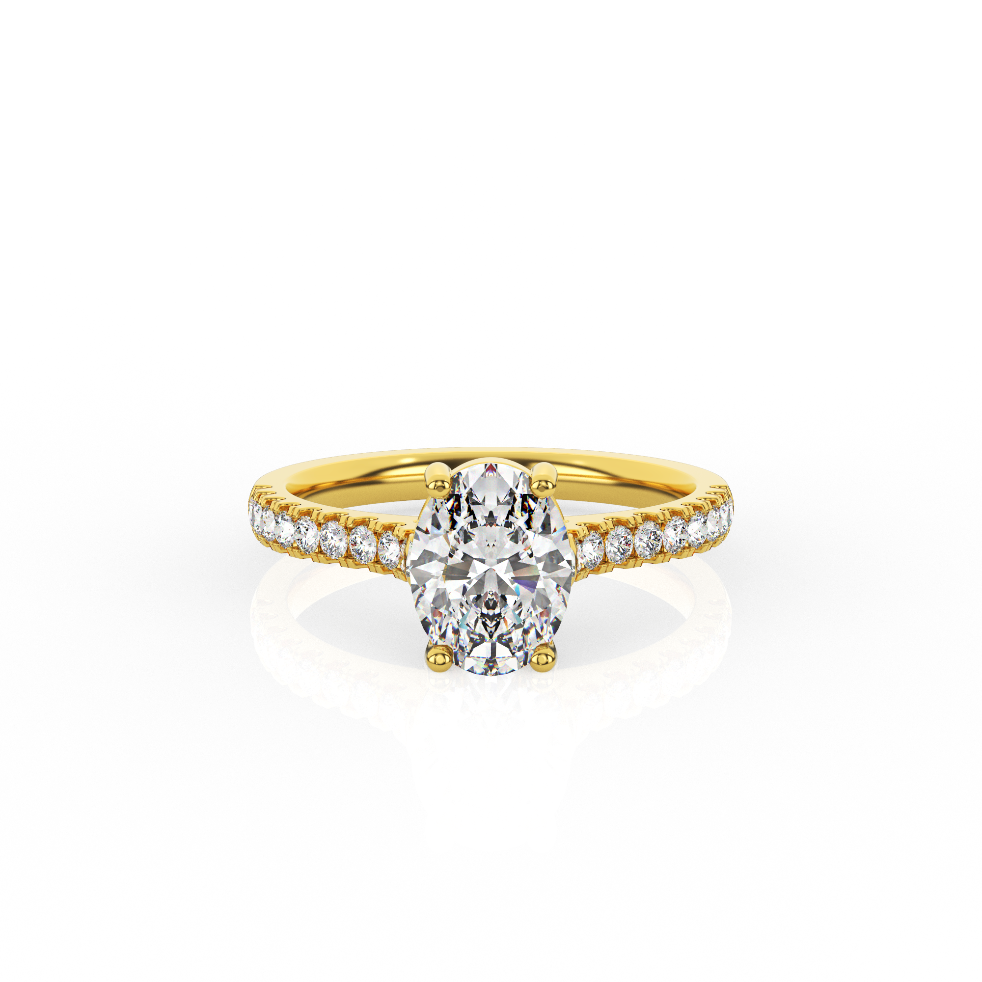 Oval Solitaire Ring with Diamond Band
