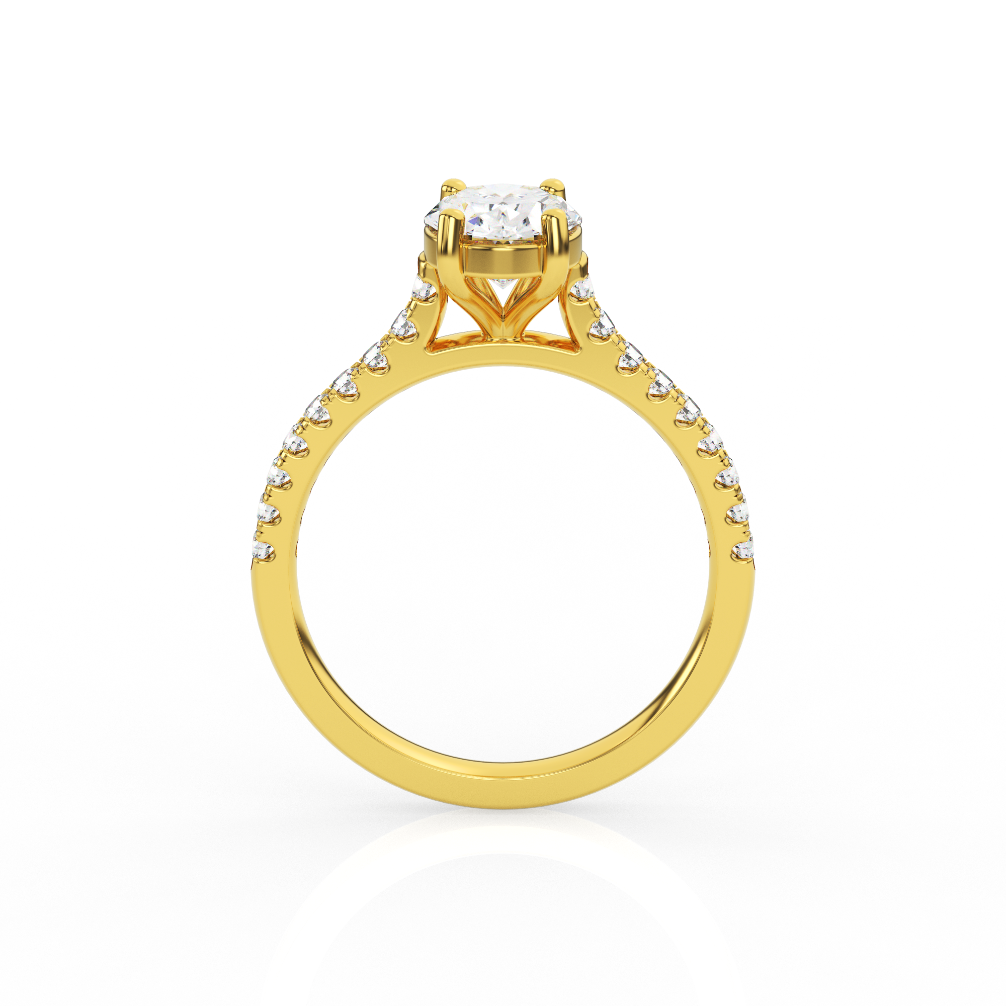Oval Solitaire Ring with Diamond Band