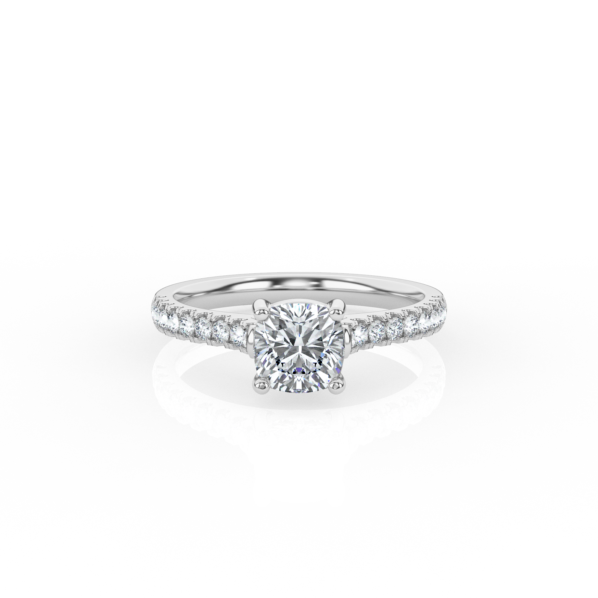 Cushion Solitaire Ring with Diamond Band