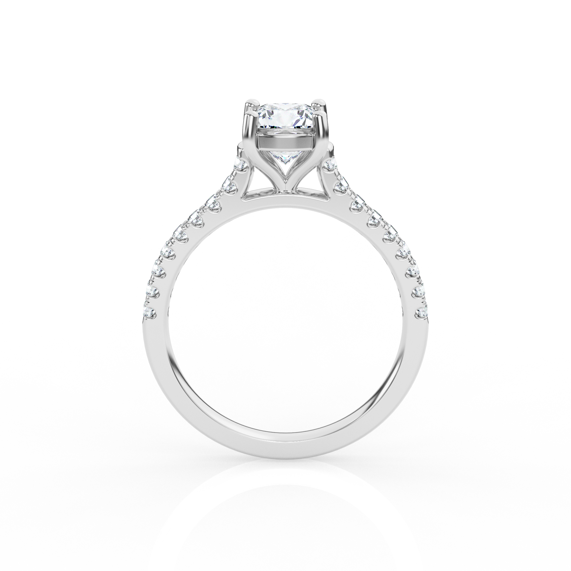 Cushion Solitaire Ring with Diamond Band
