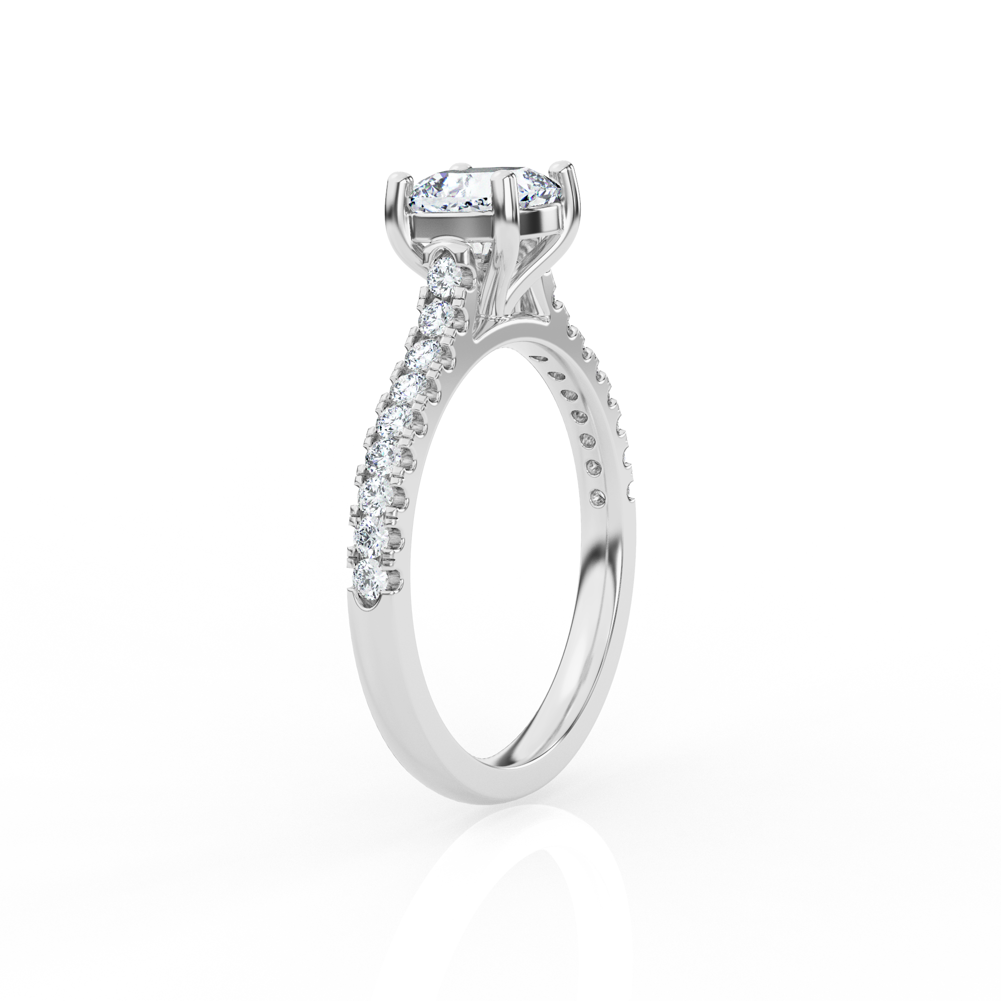Cushion Solitaire Ring with Diamond Band
