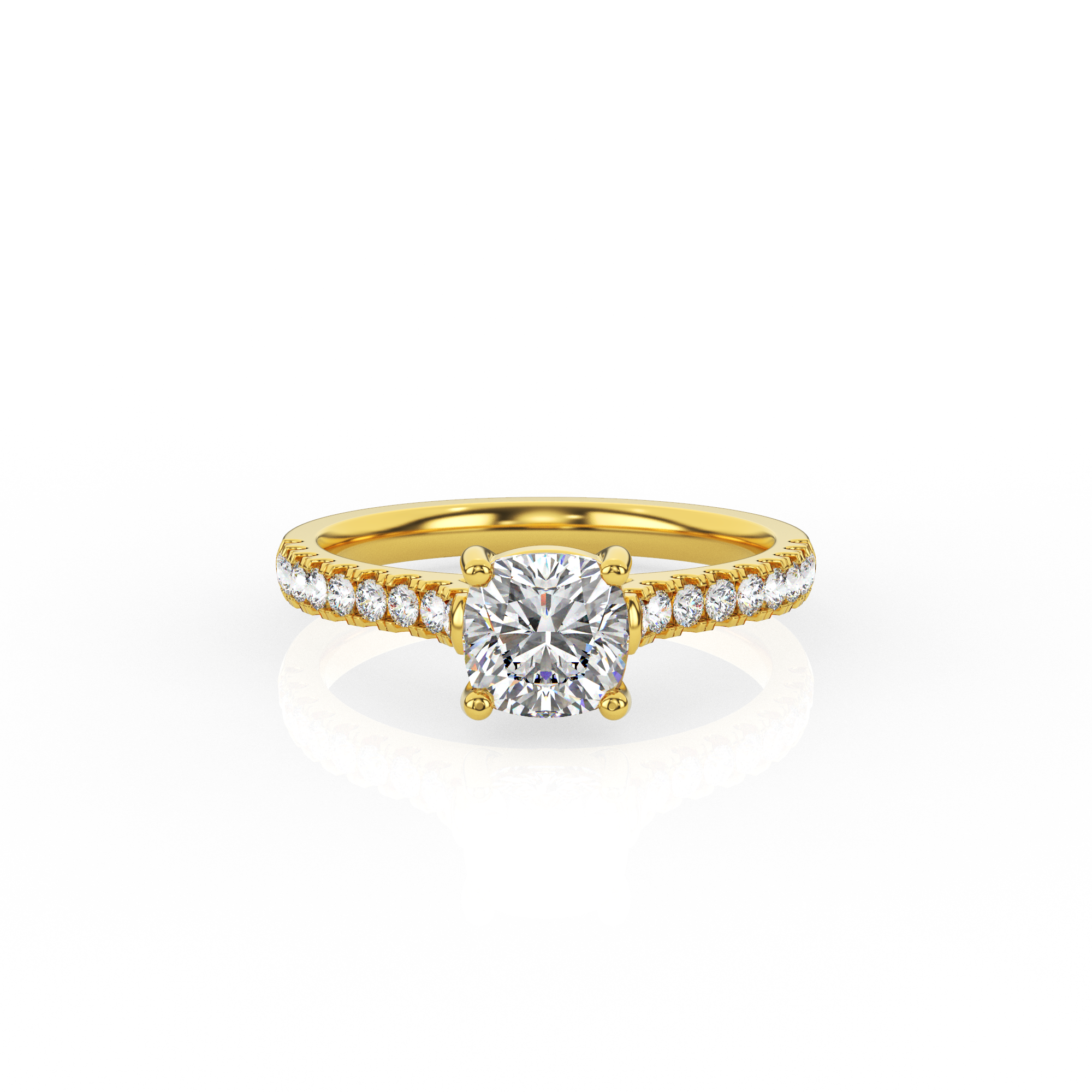 Cushion Solitaire Ring with Diamond Band