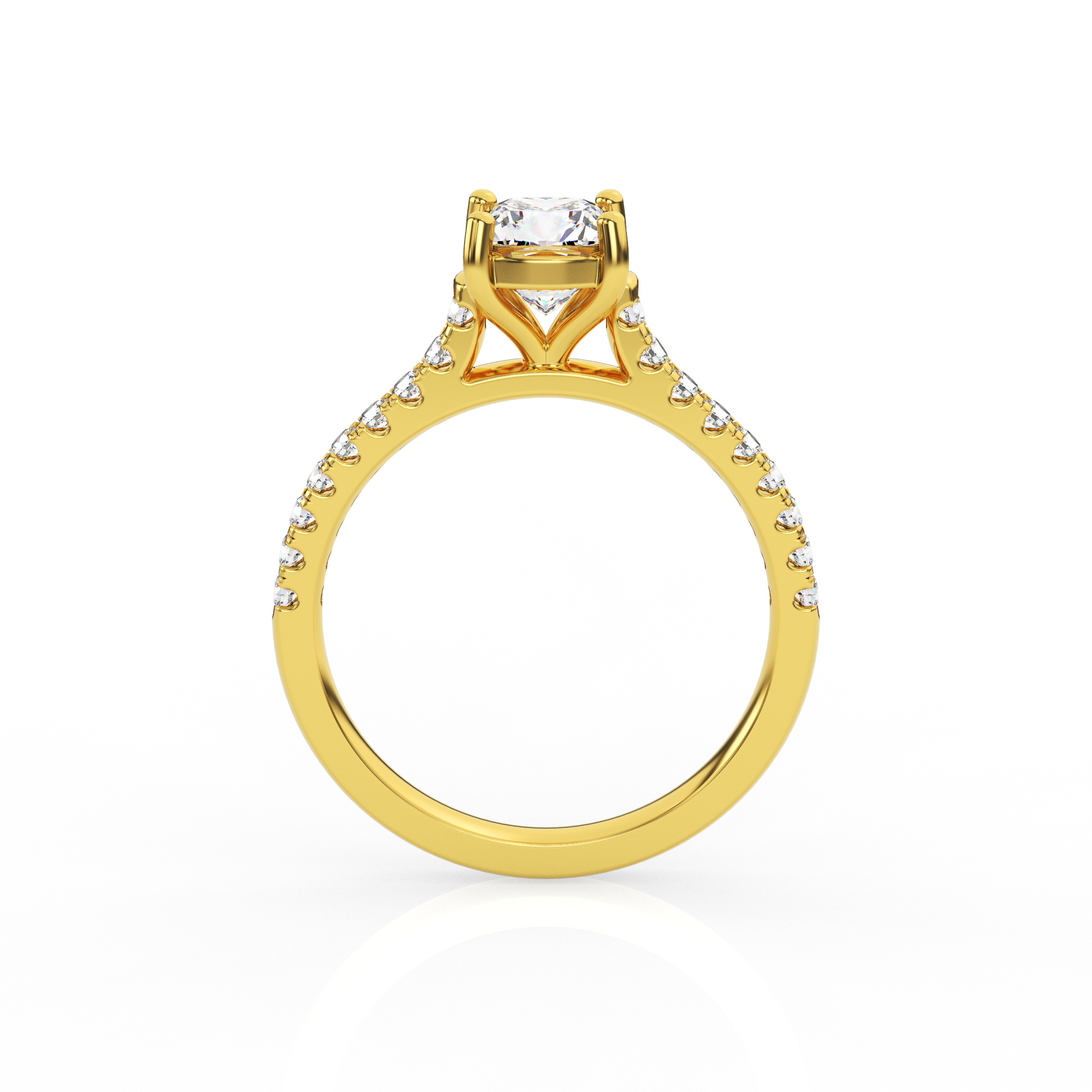Cushion Solitaire Ring with Diamond Band