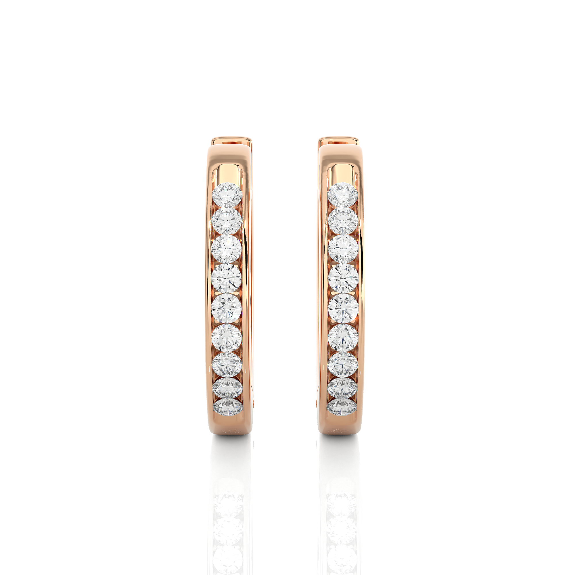 Channel Set Diamond Hoop Earrings