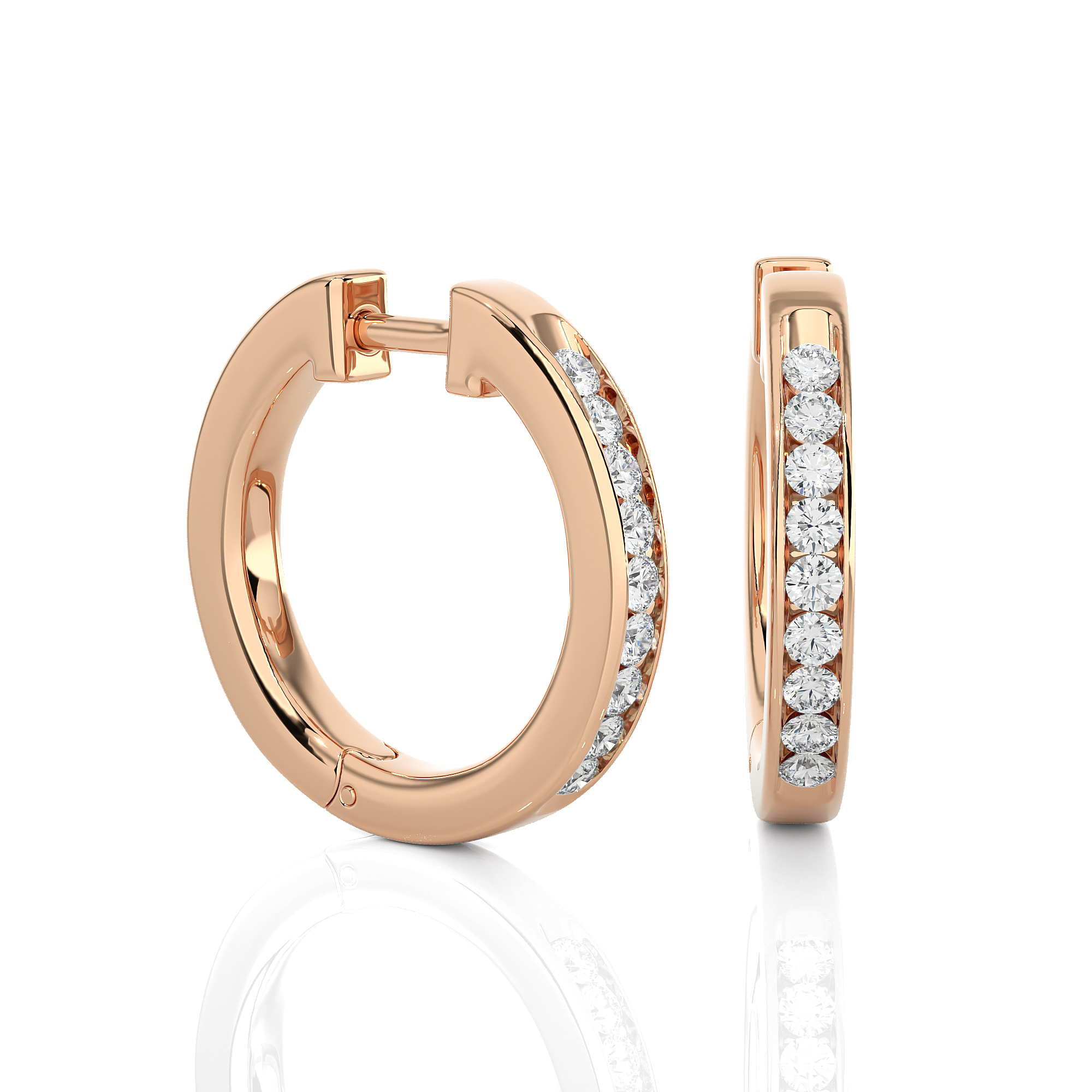 Channel Set Diamond Hoop Earrings