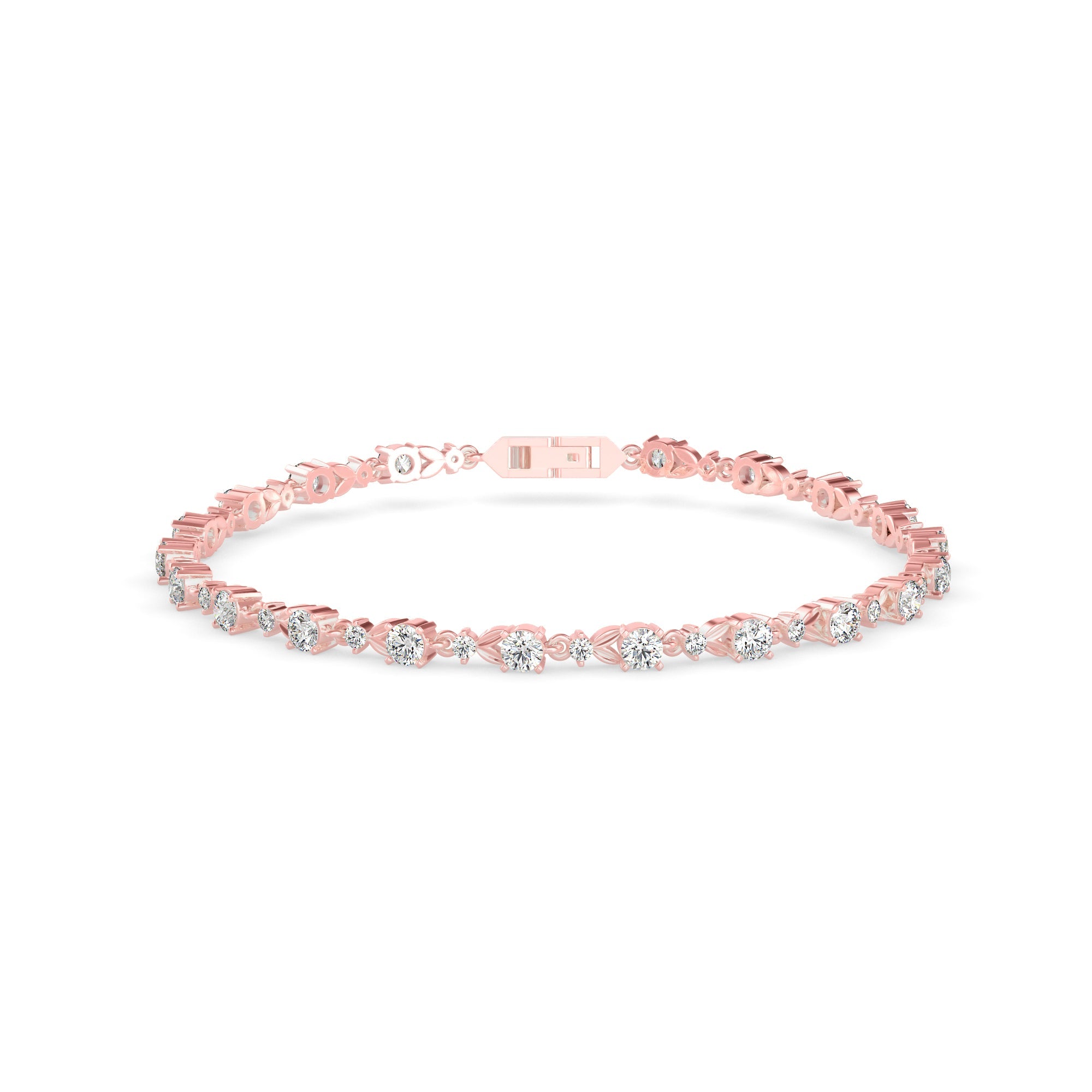 Charming tennis bracelet featuring 2.62 ct round diamonds and butterfly wings in 8.81 gm of 18 gold. Lab-grown diamond jewellery for an ethical choice.
