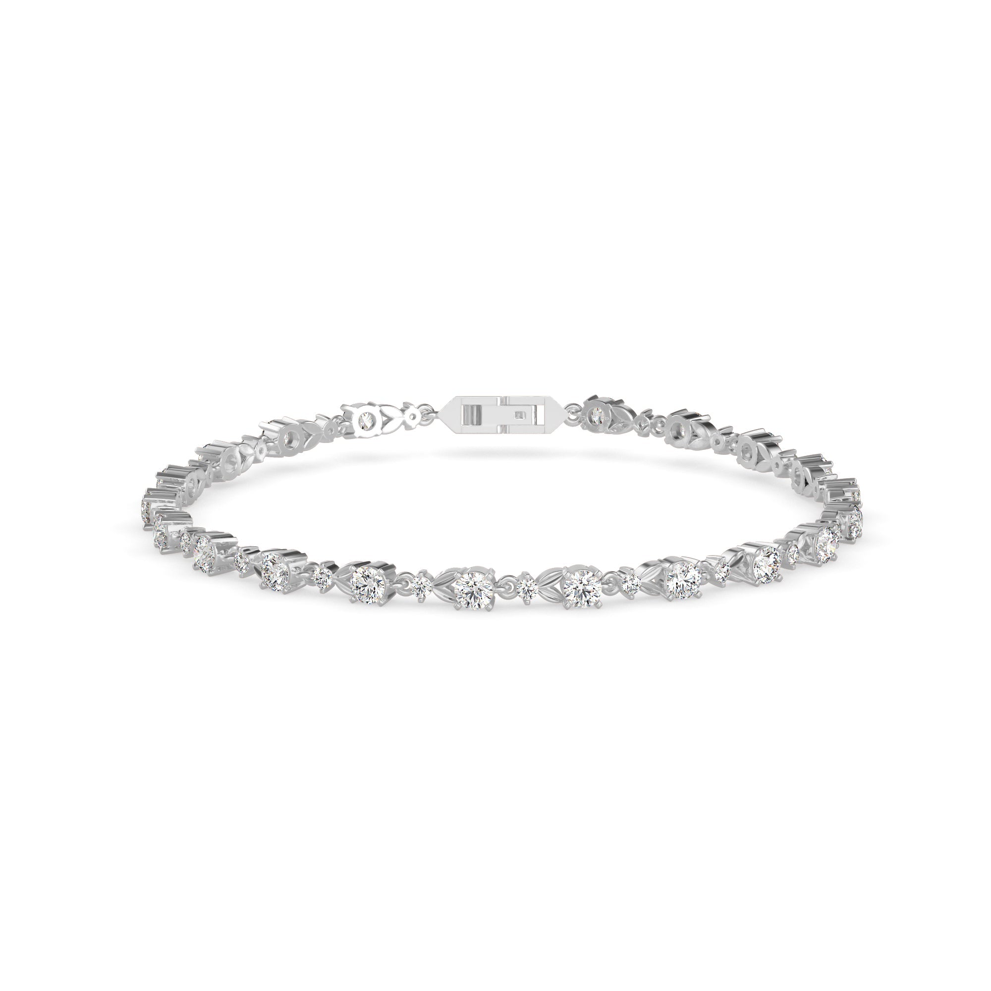 Charming tennis bracelet featuring 2.62 ct round diamonds and butterfly wings in 8.81 gm of 18 gold. Lab-grown diamond jewellery for an ethical choice.