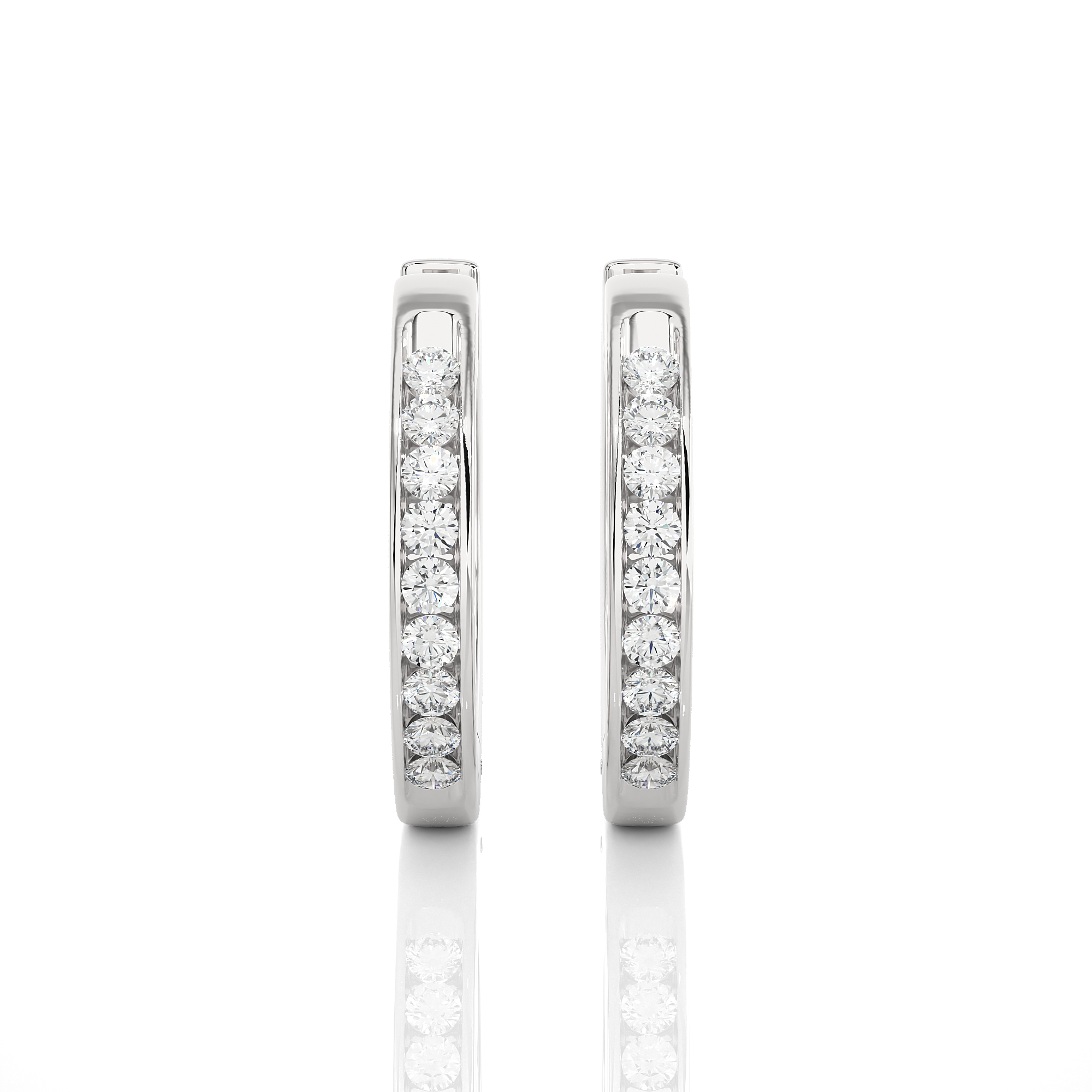 Channel Set Diamond Hoop Earrings