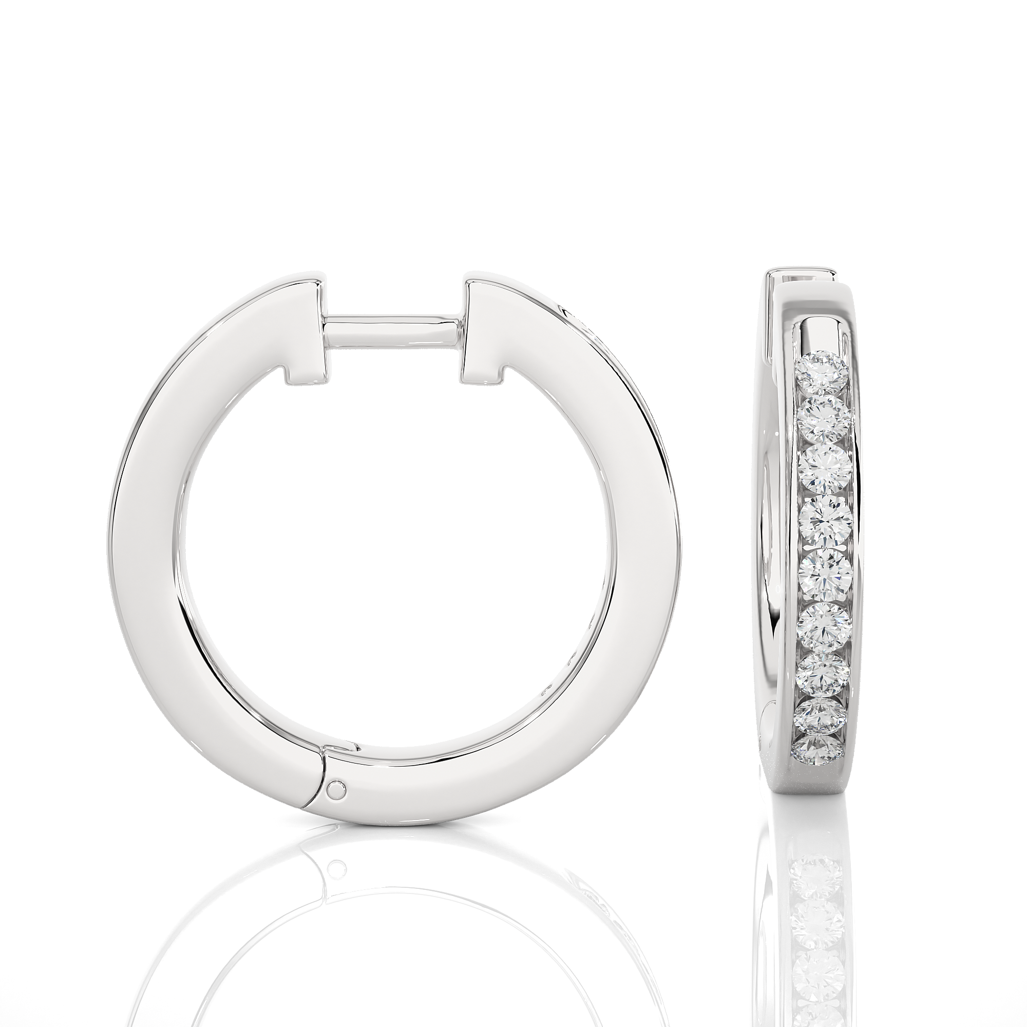 Channel Set Diamond Hoop Earrings