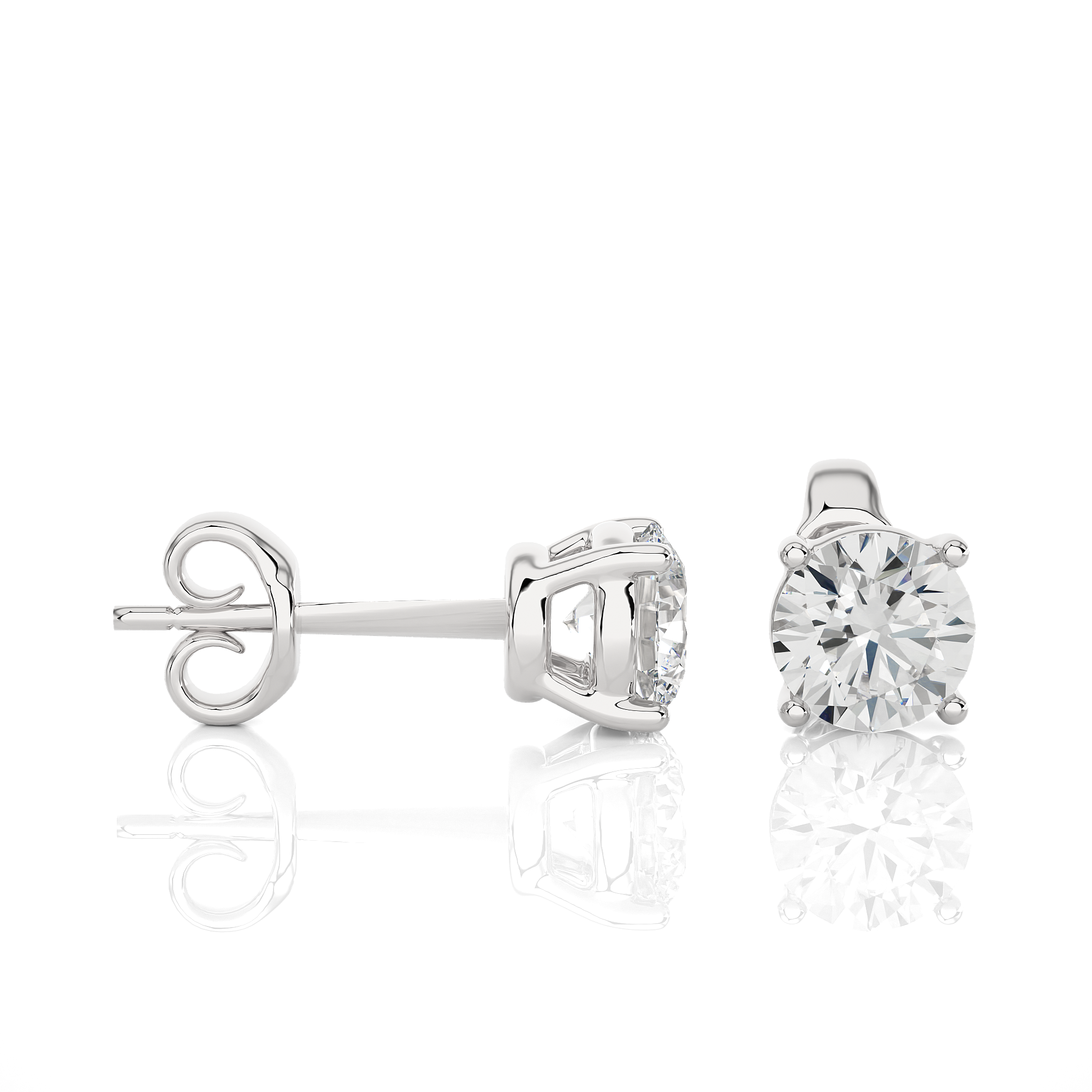 1.00 cts Round Earring Stud Modern