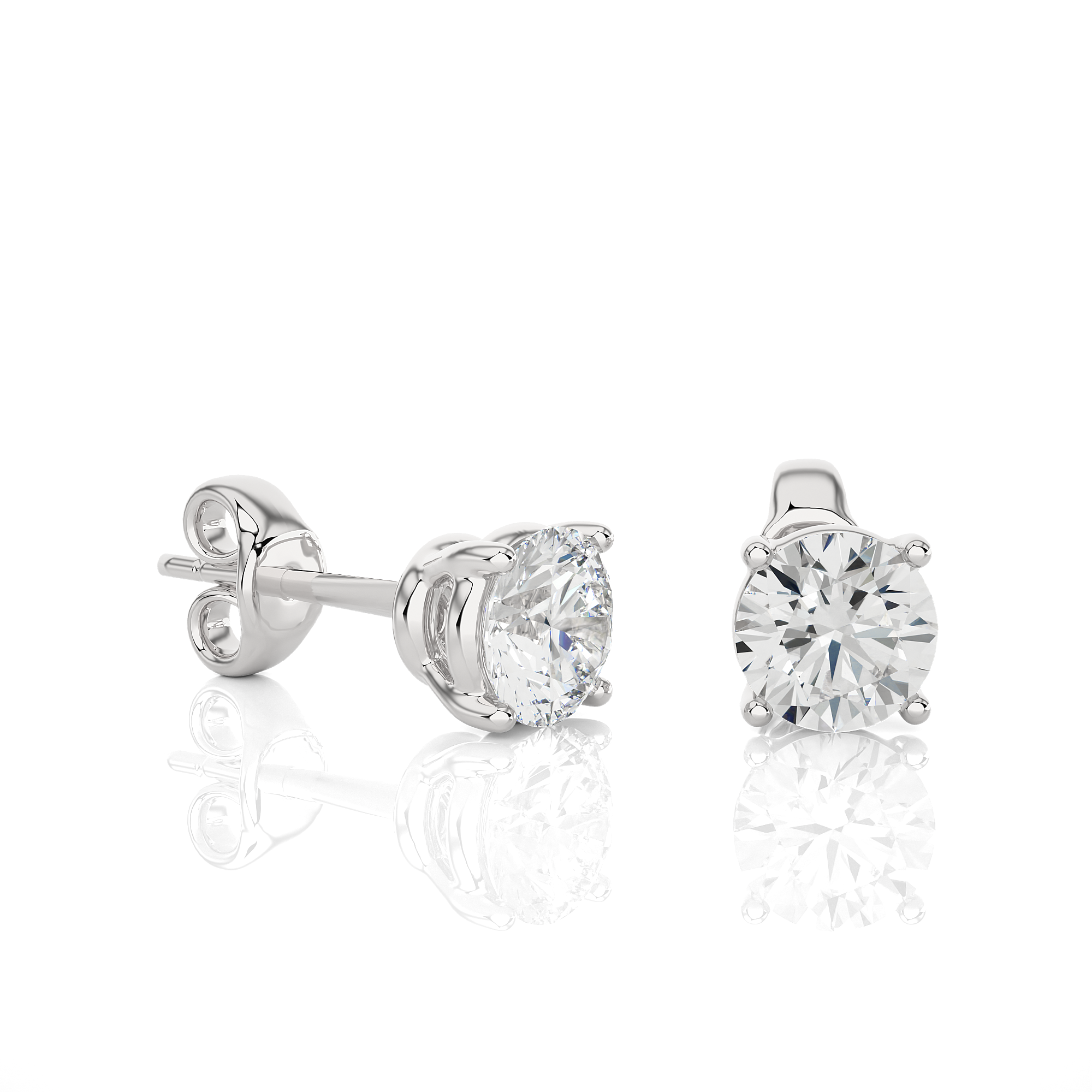 1.00 cts Round Earring Stud Modern