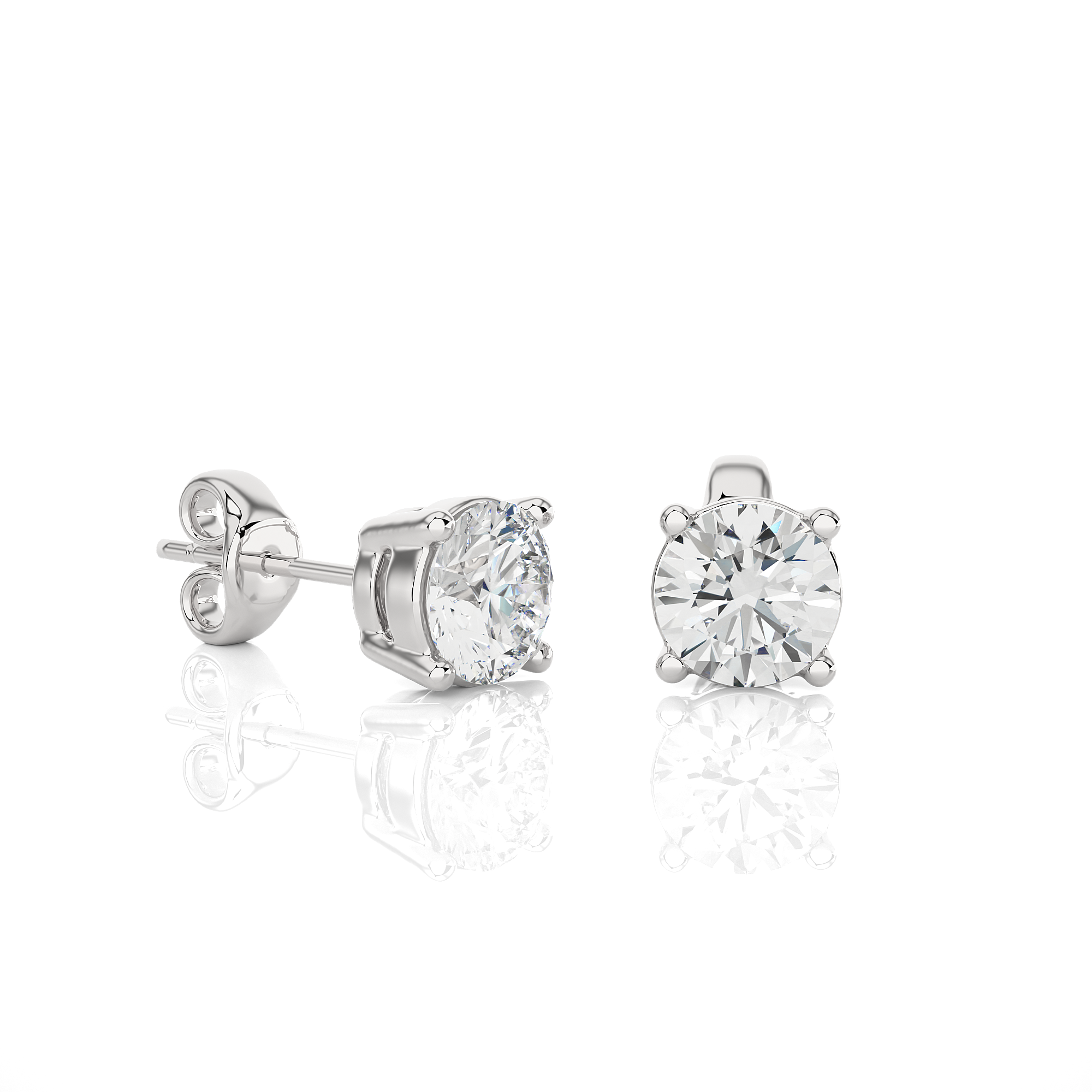 1.00 Carat Round Brilliant Lab Grown Diamond Stud Earrings