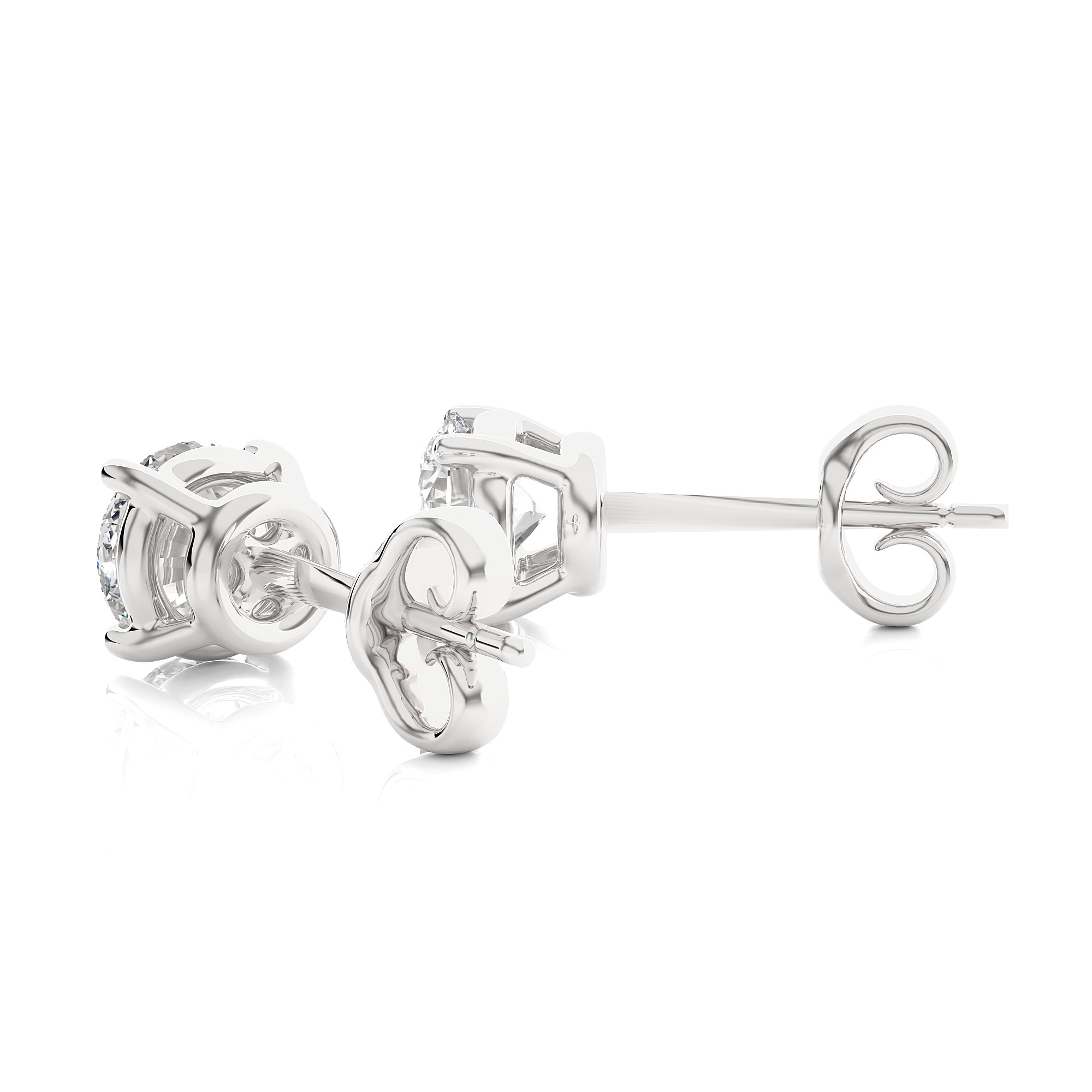 1.00 cts Round Earring Stud Modern