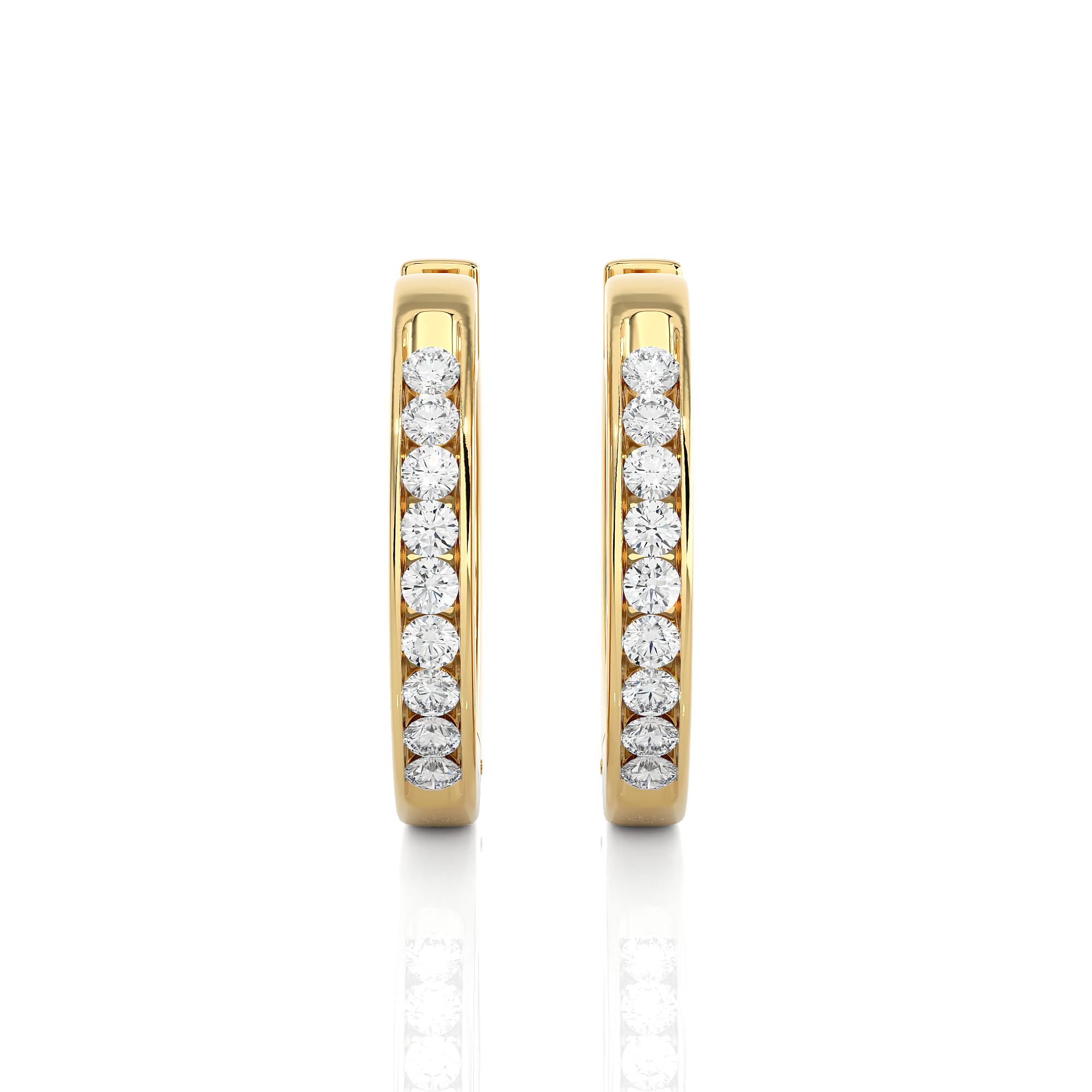 Channel Set Diamond Hoop Earrings