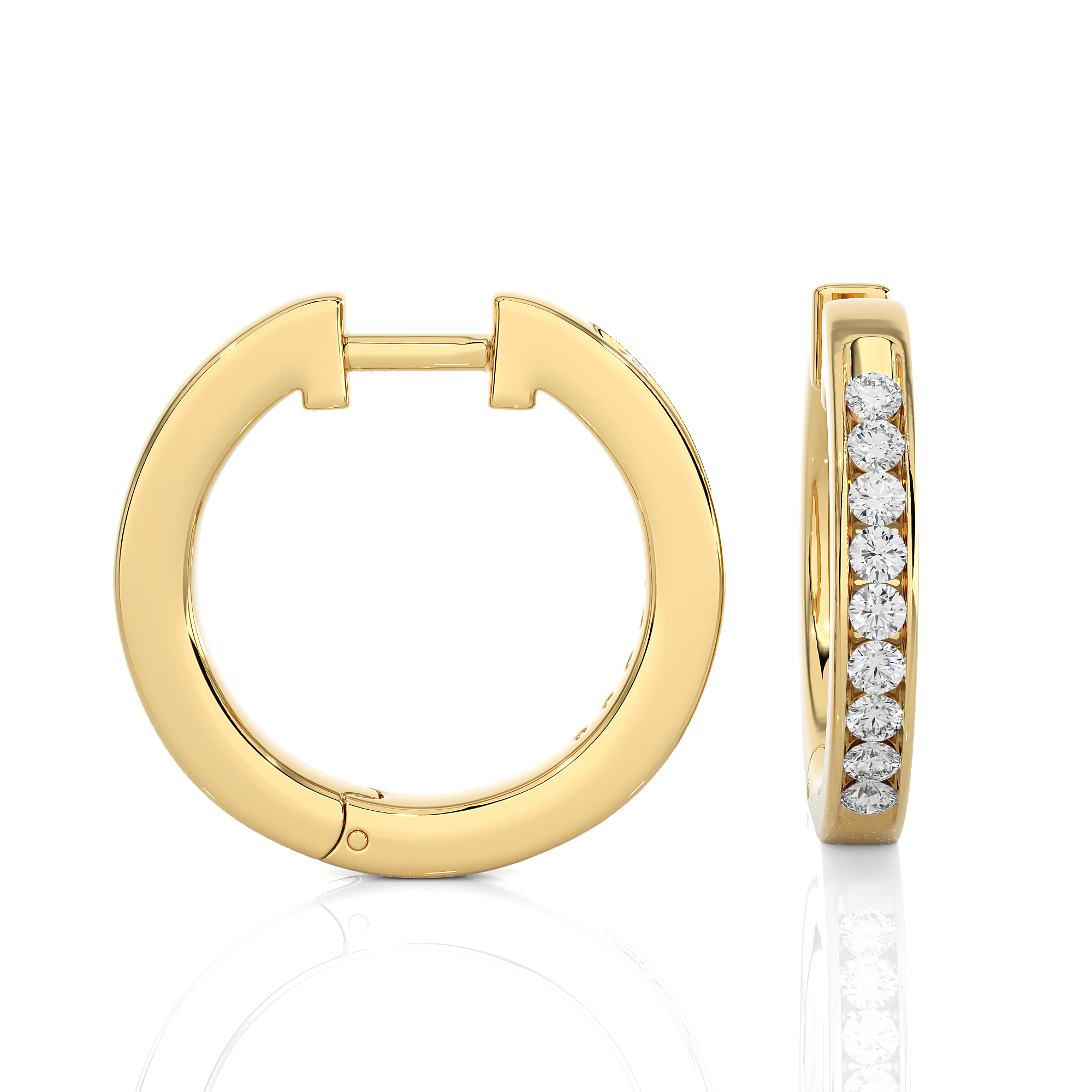 Channel Set Diamond Hoop Earrings