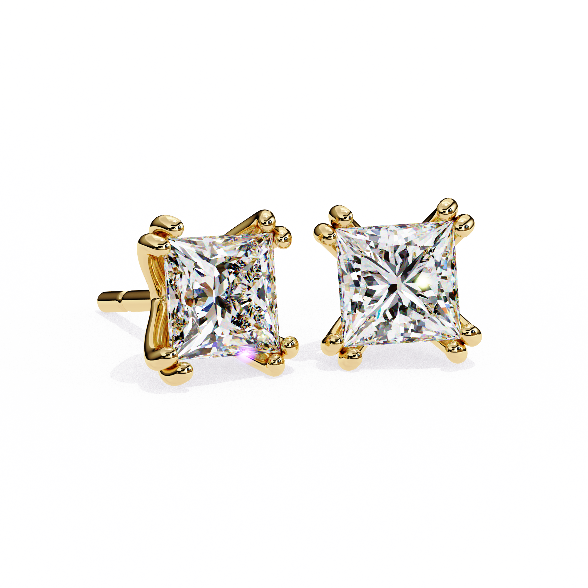 Princess Cut Lab Grown Diamond Stud Earrings