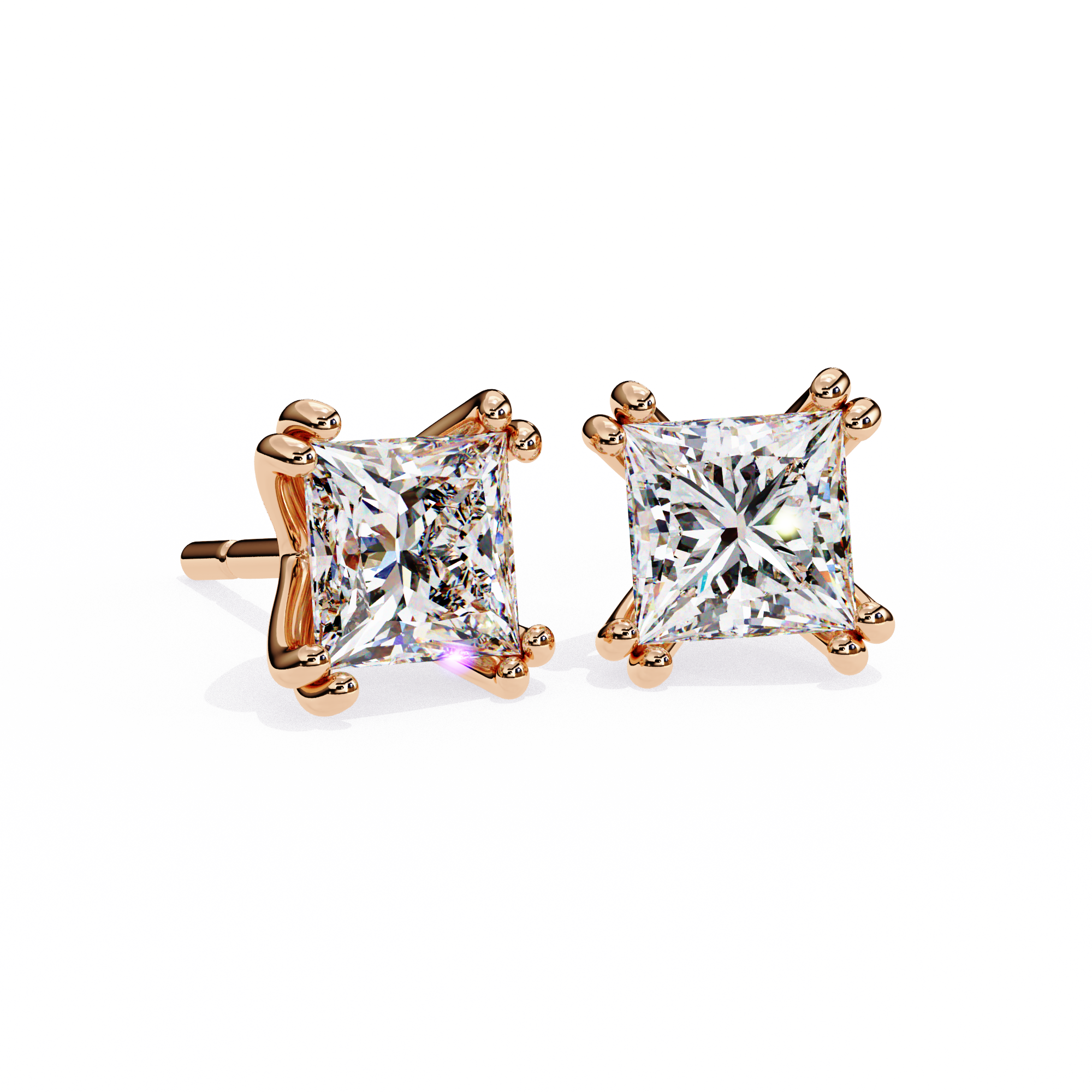 Princess Cut Lab Grown Diamond Stud Earrings
