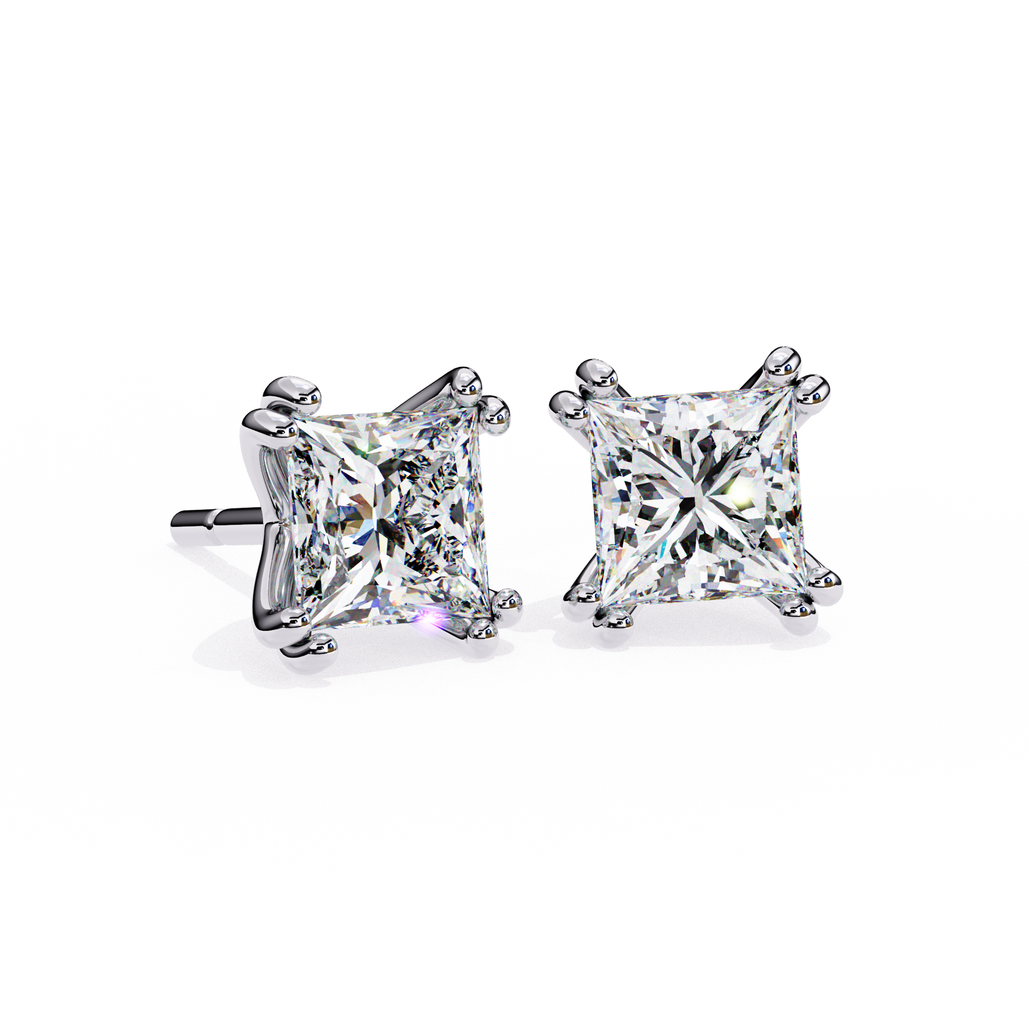 Princess Cut Lab Grown Diamond Stud Earrings