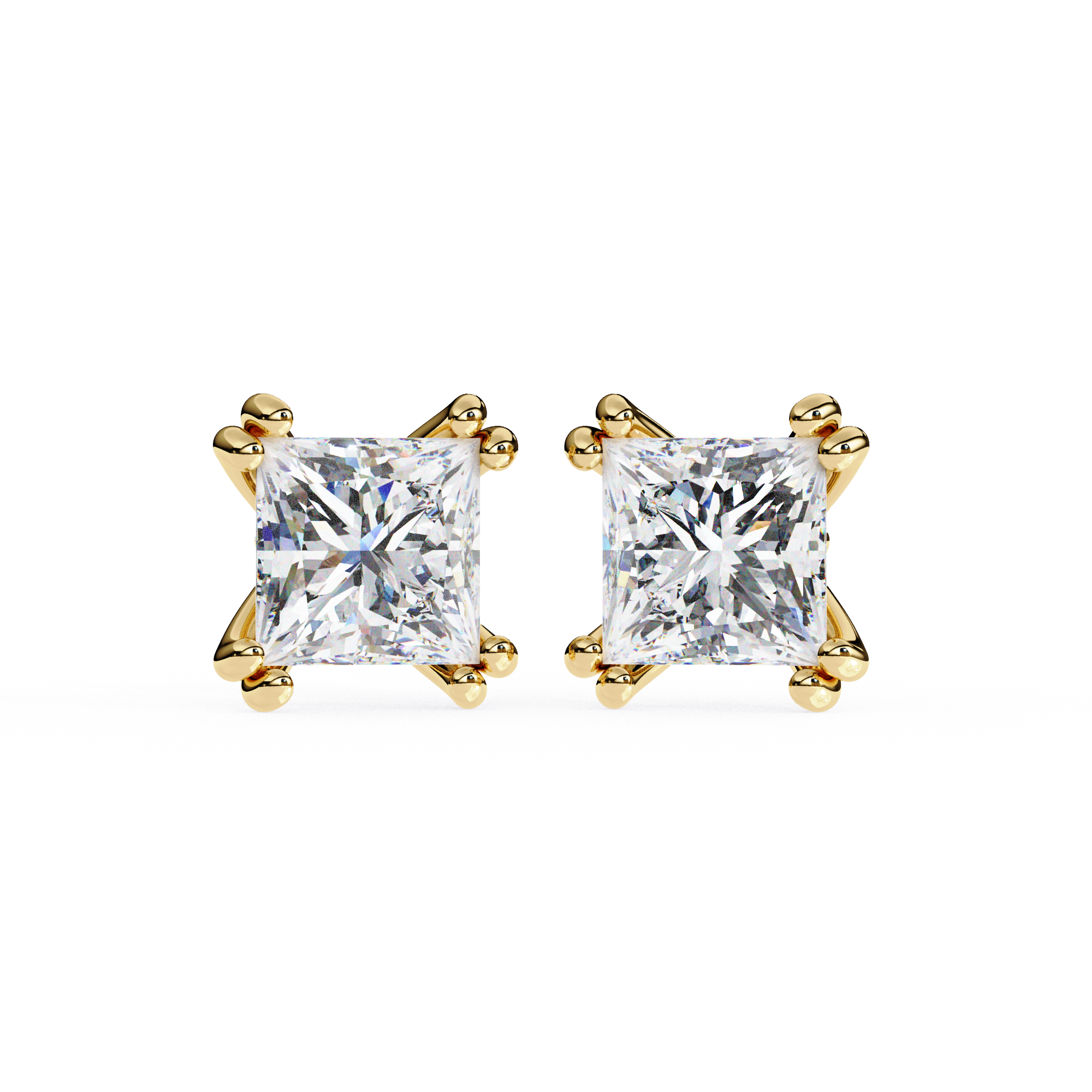 Princess Cut Lab Grown Diamond Stud Earrings