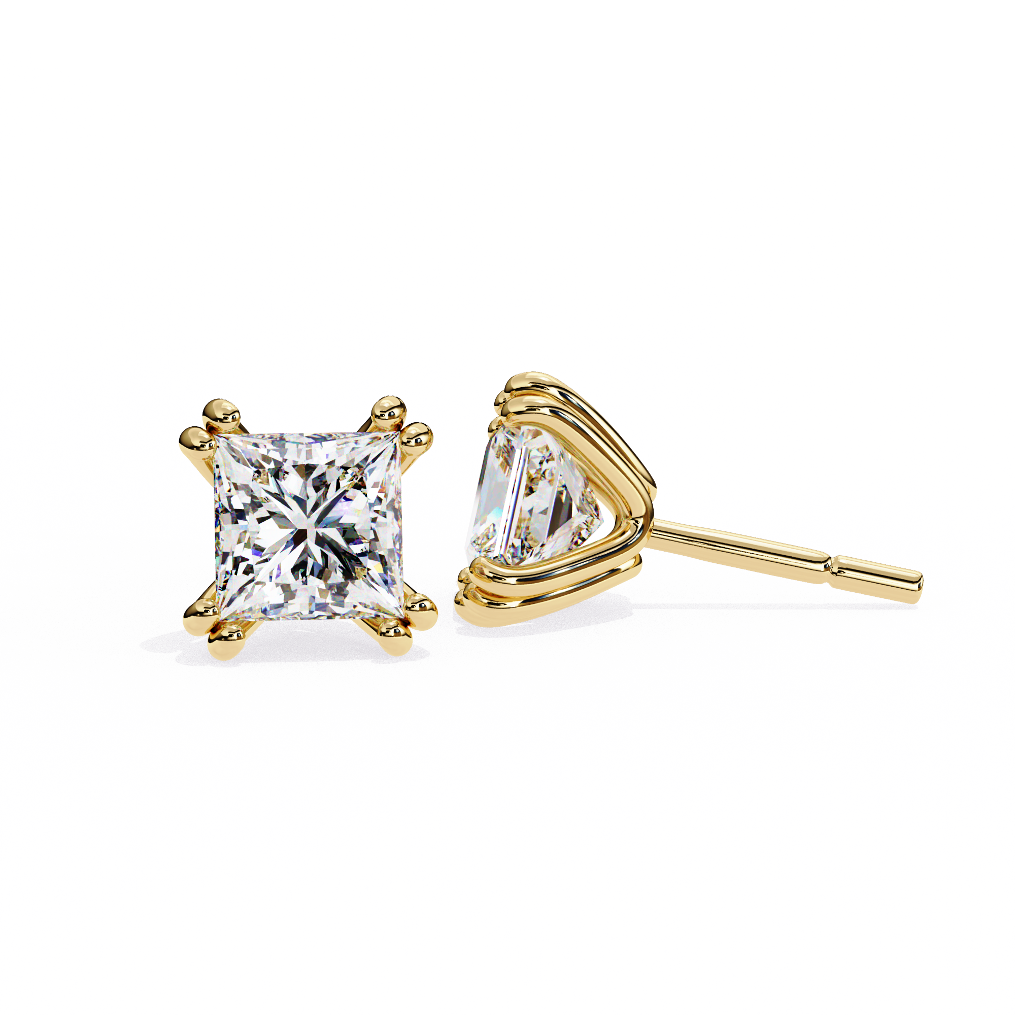 Princess Cut Lab Grown Diamond Stud Earrings