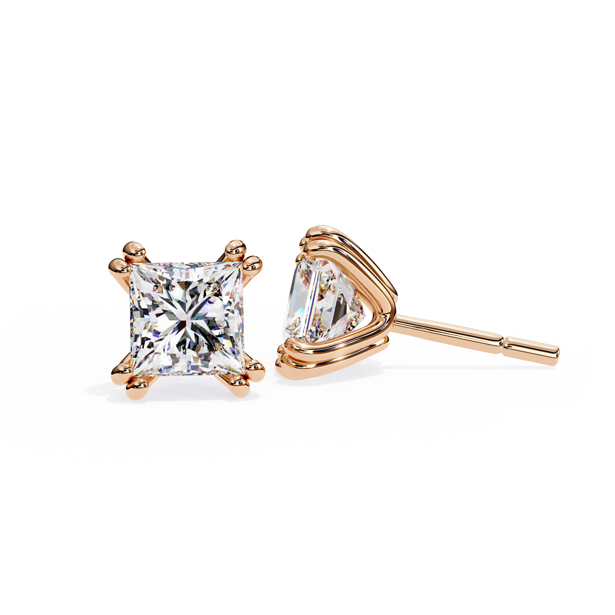 Princess Cut Lab Grown Diamond Stud Earrings