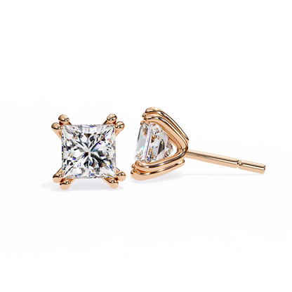 Princess Cut Lab Grown Diamond Stud Earrings