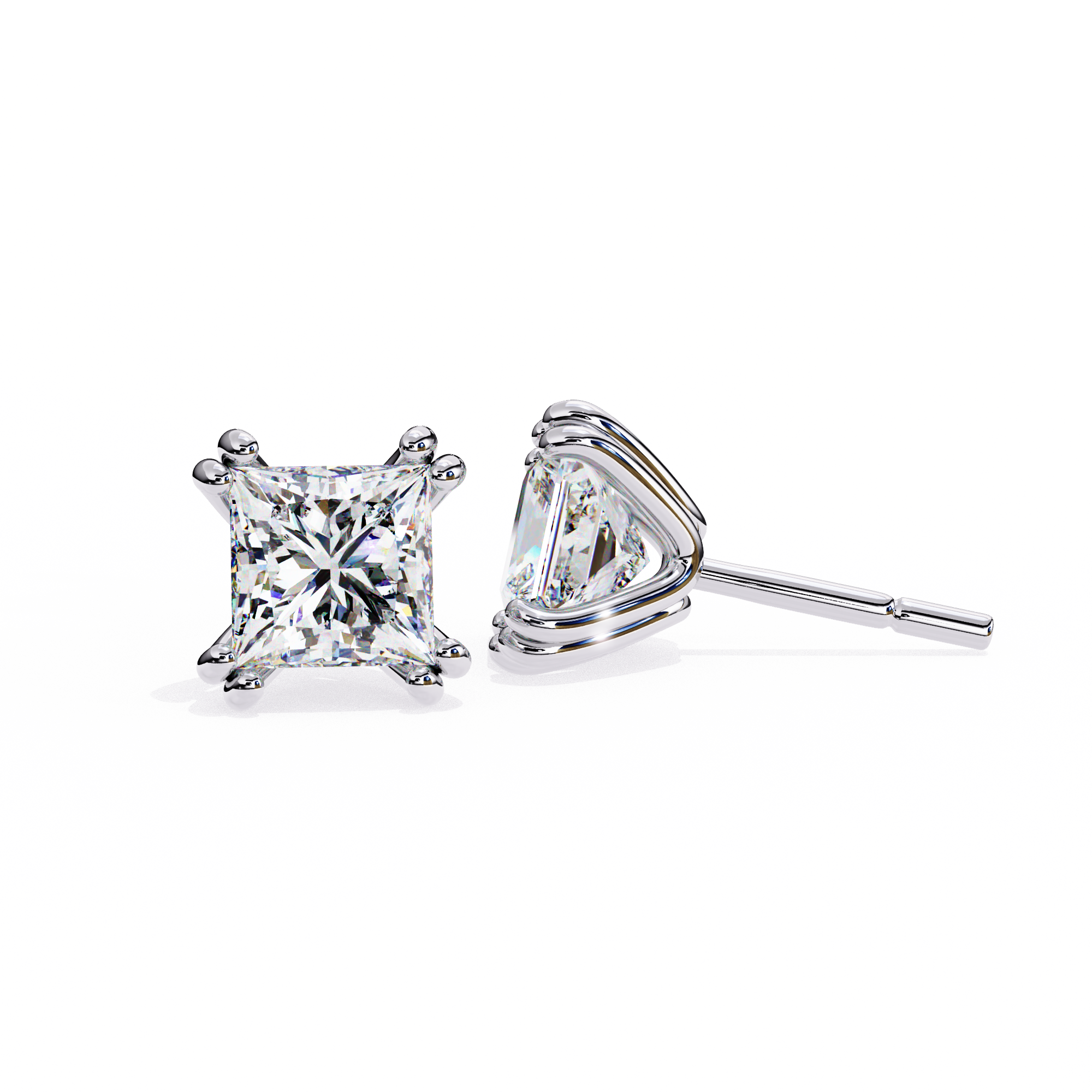 Princess Cut Lab Grown Diamond Stud Earrings