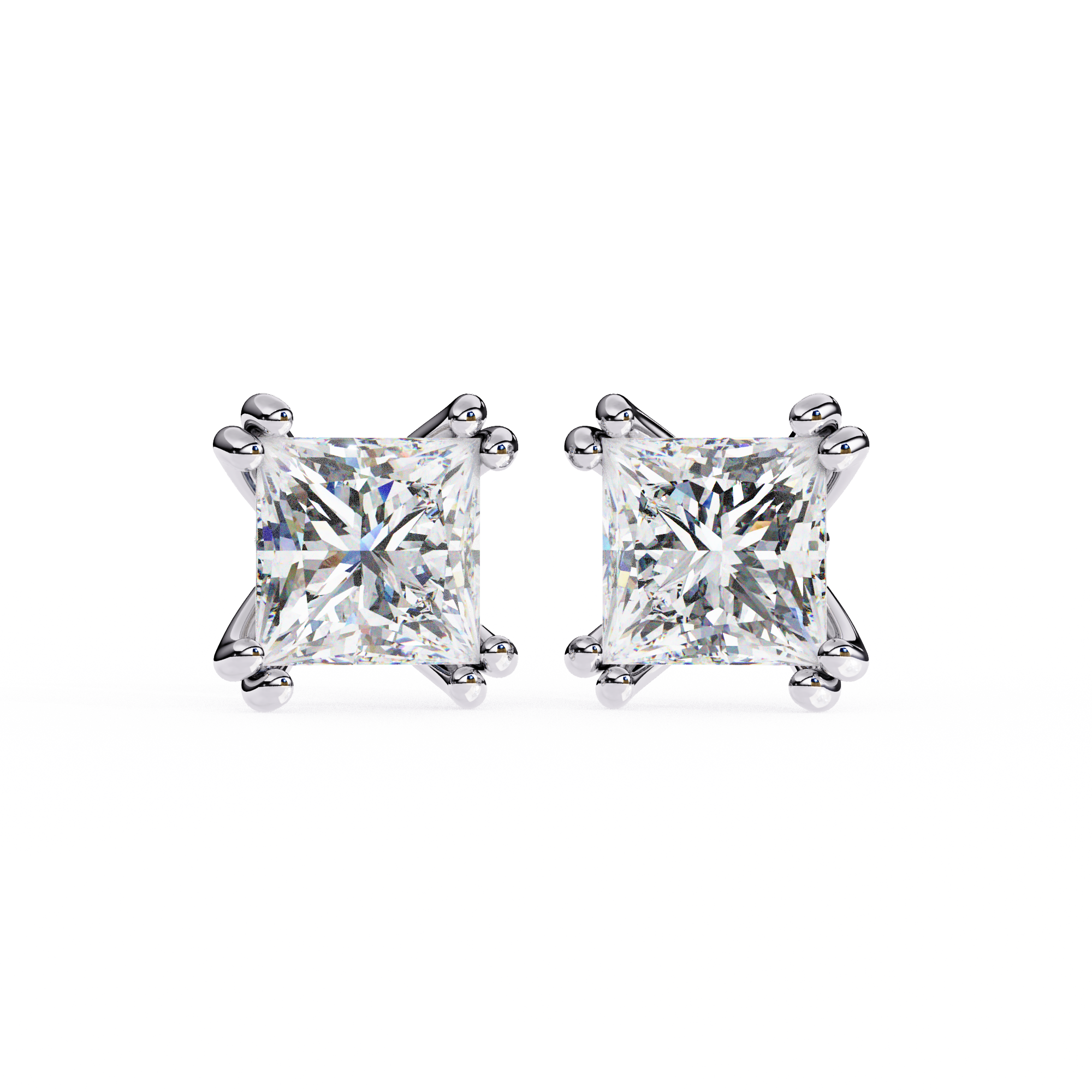 Princess Cut Lab Grown Diamond Stud Earrings