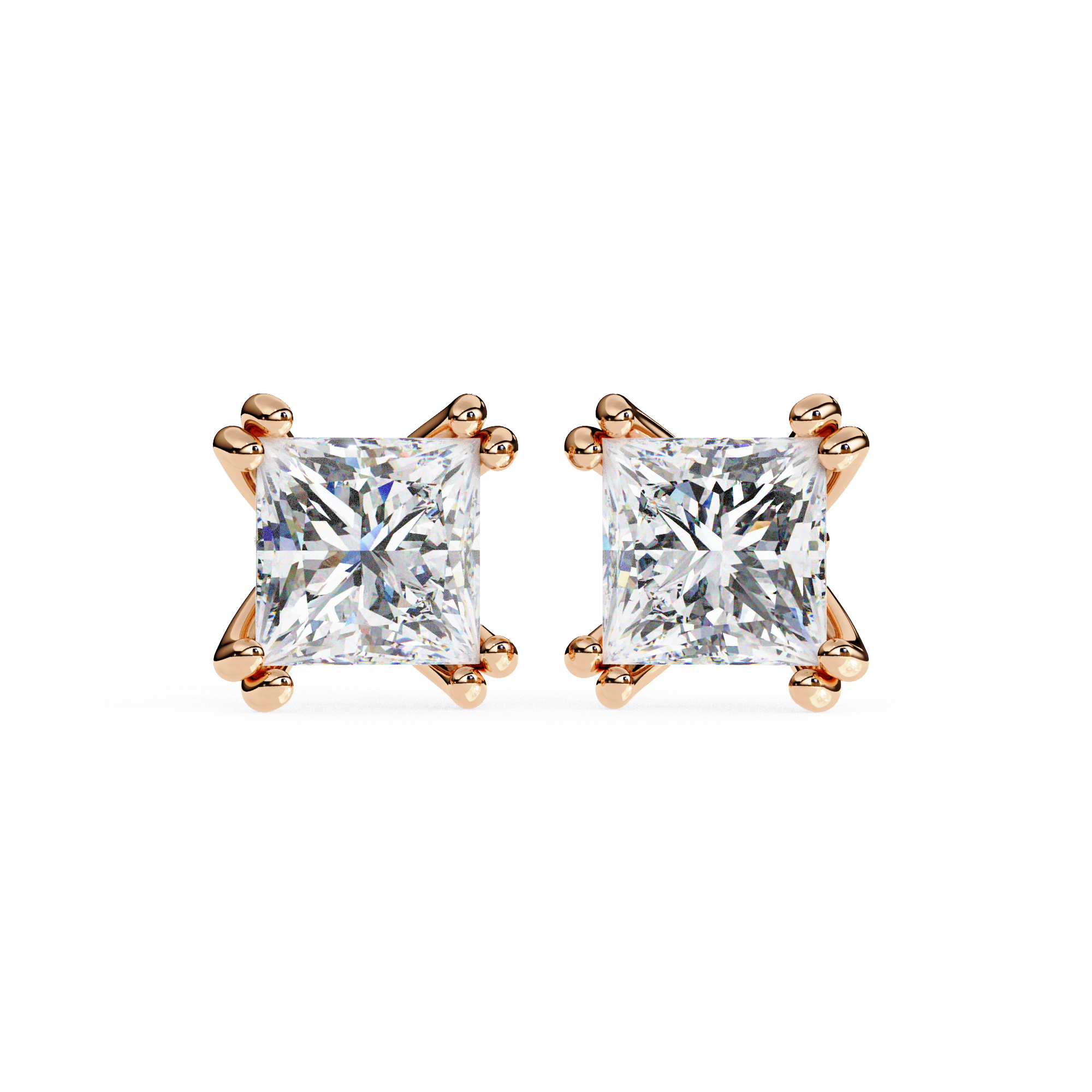 Princess Cut Lab Grown Diamond Stud Earrings