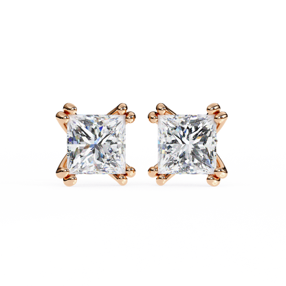 Princess Cut Lab Grown Diamond Stud Earrings